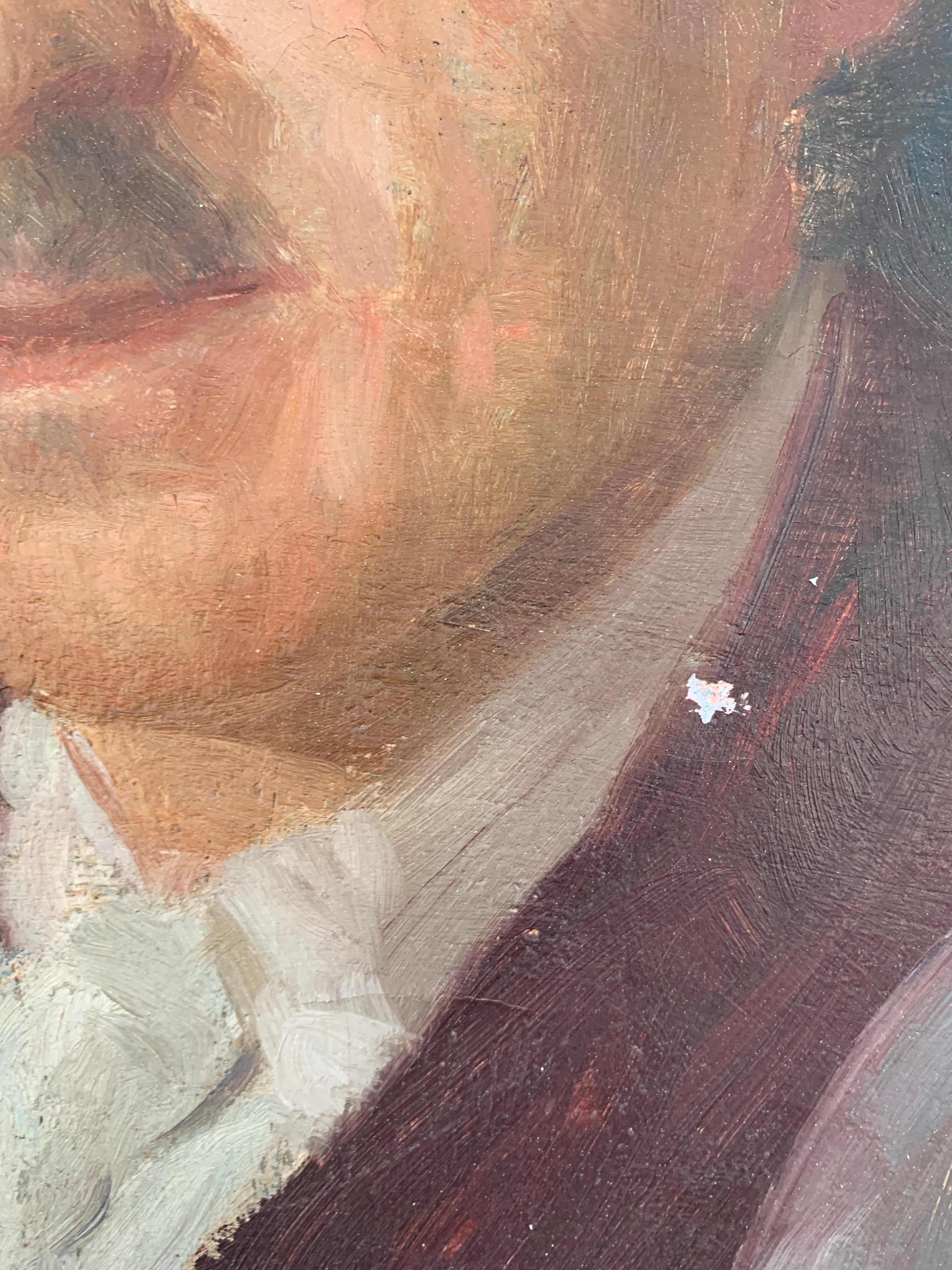 Male Portrait, Signed Gennaro Befanio (Naples, 1866 - Paris, 1937), Dated 1936 For Sale 2
