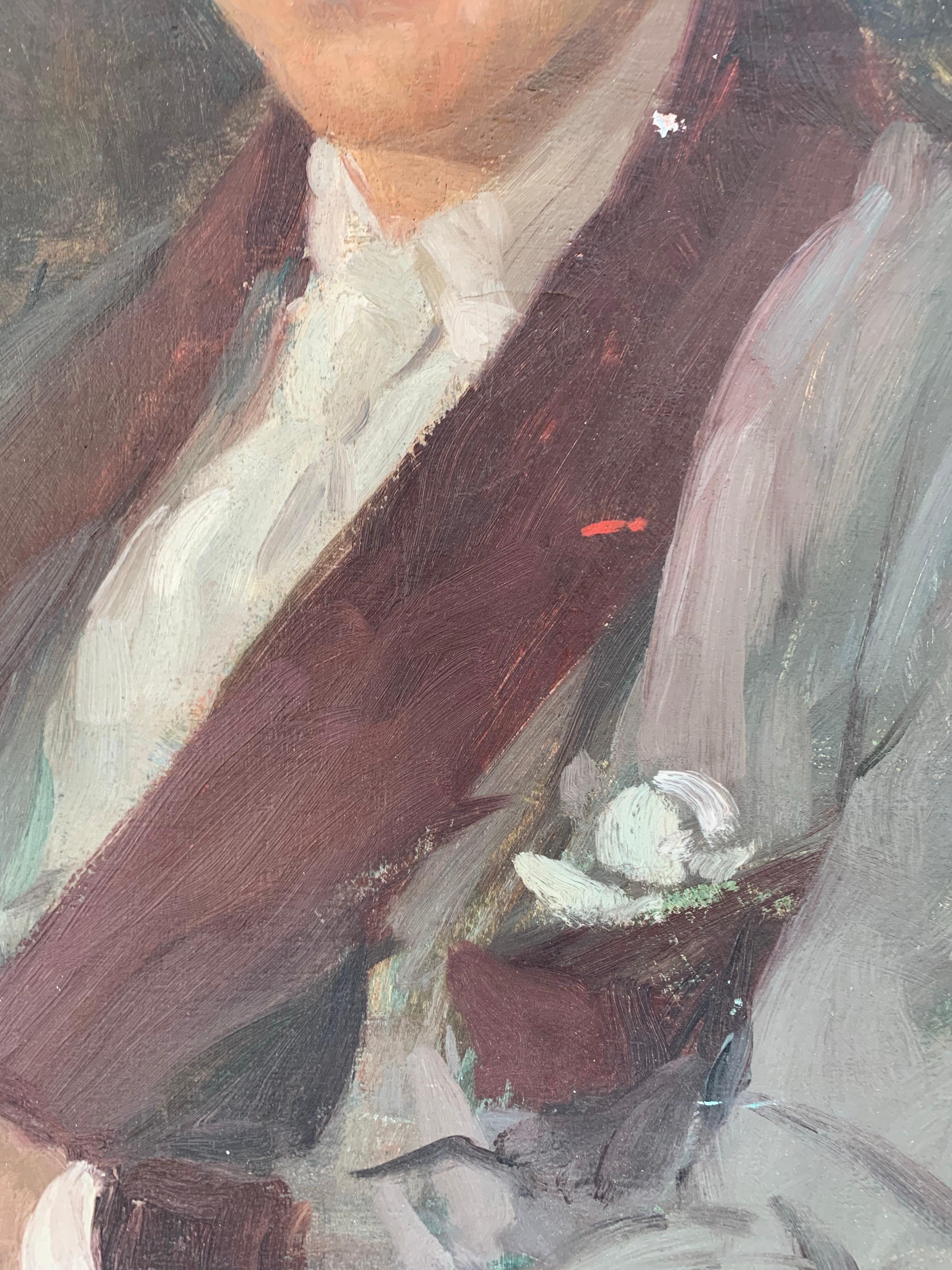 Male Portrait, Signed Gennaro Befanio (Naples, 1866 - Paris, 1937), Dated 1936 For Sale 4