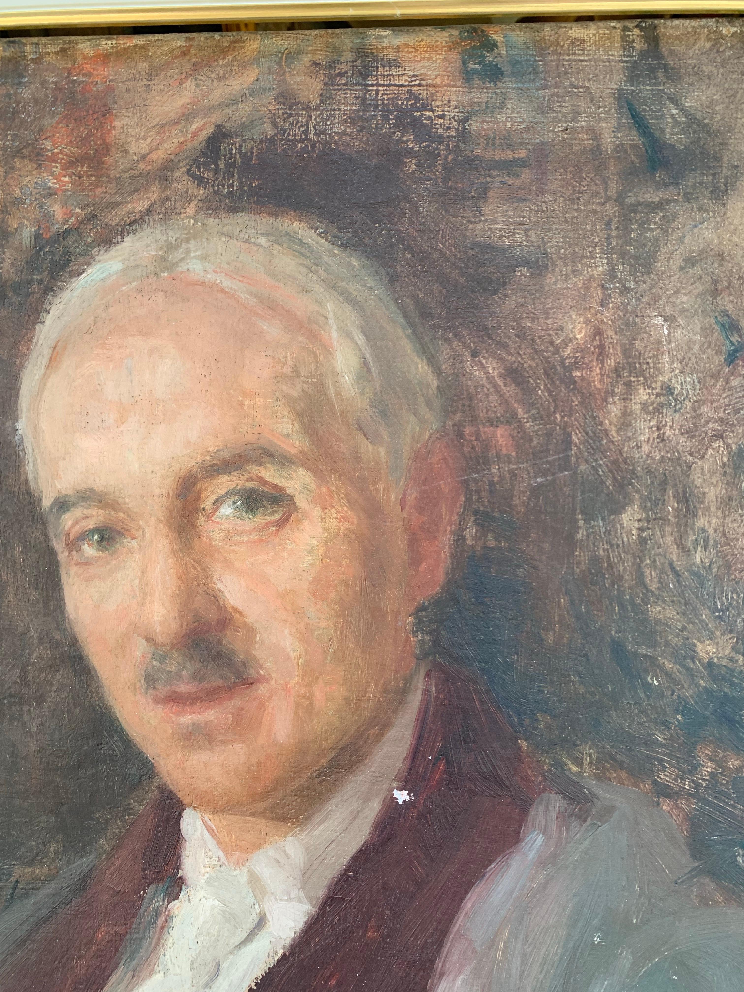 Male Portrait, Signed Gennaro Befanio (Naples, 1866 - Paris, 1937), Dated 1936 For Sale 6