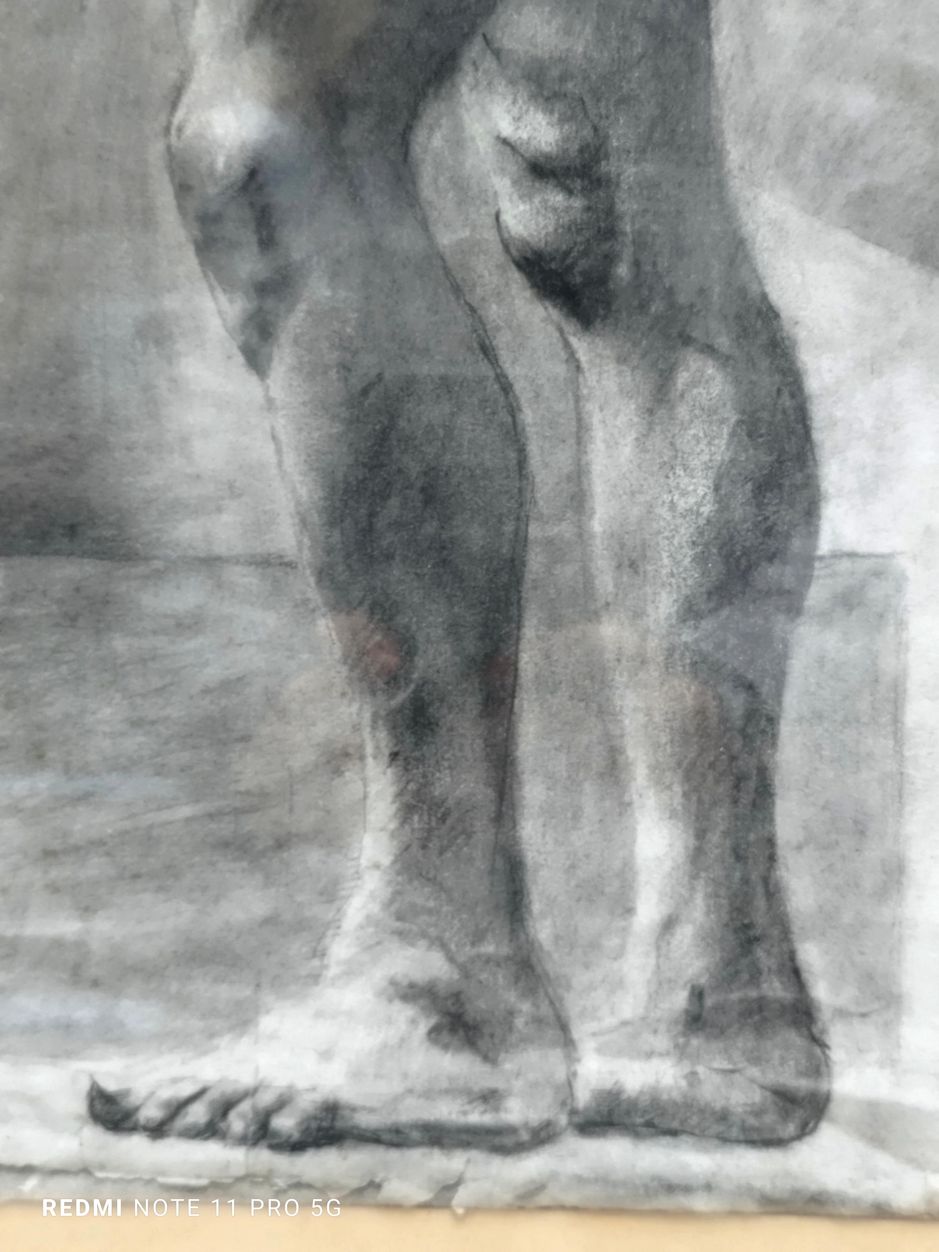 DESSIN D'UN HOMME NU - Beige Nude Painting par Gennaro Luciano
