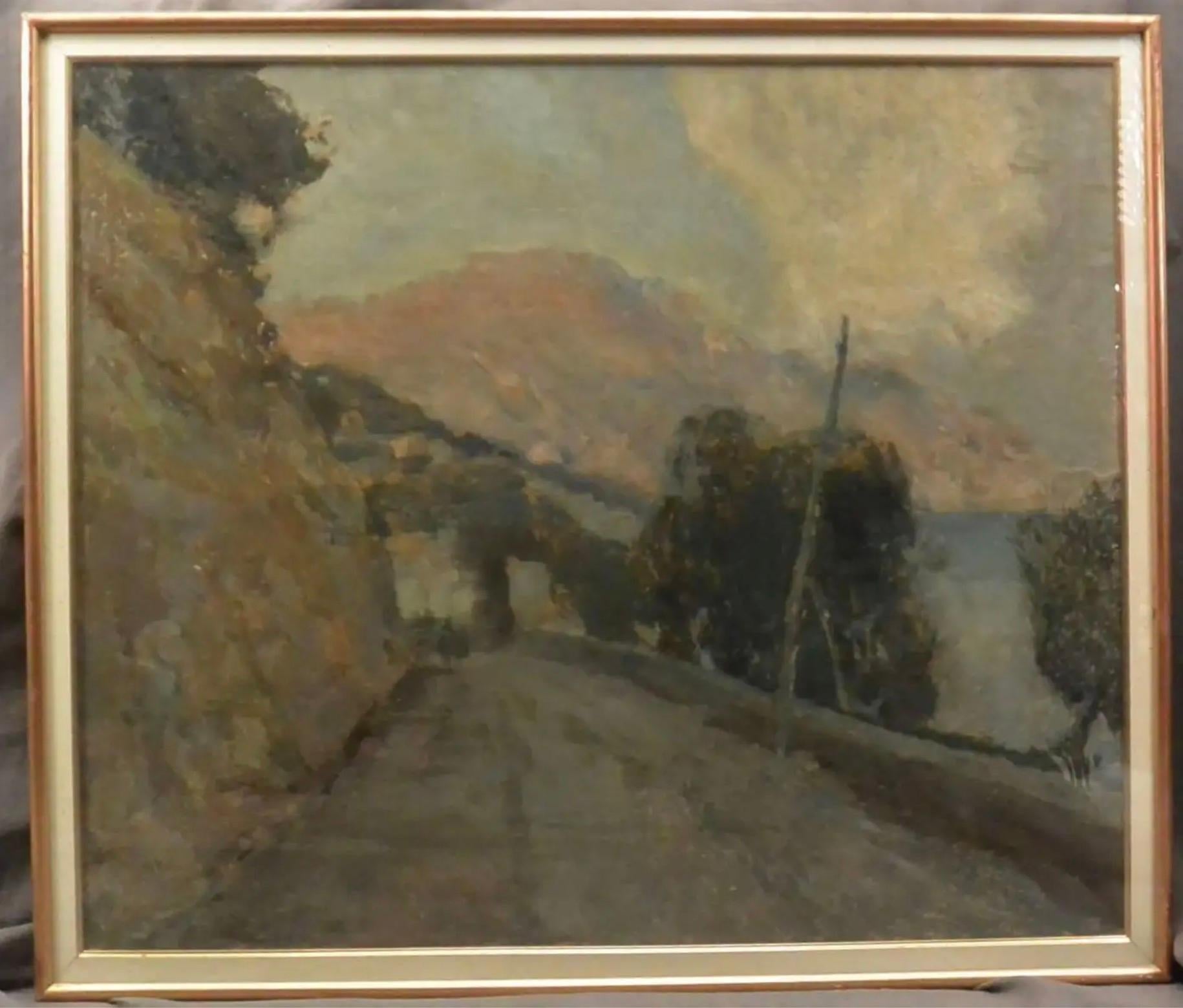 Gennaro Villani (1885-1948) Amalfiküste, Öl auf Leinwand in bemaltem und vergoldetem Rahmen, links unten signiert. Italien, um 1920. Abmessungen: 27