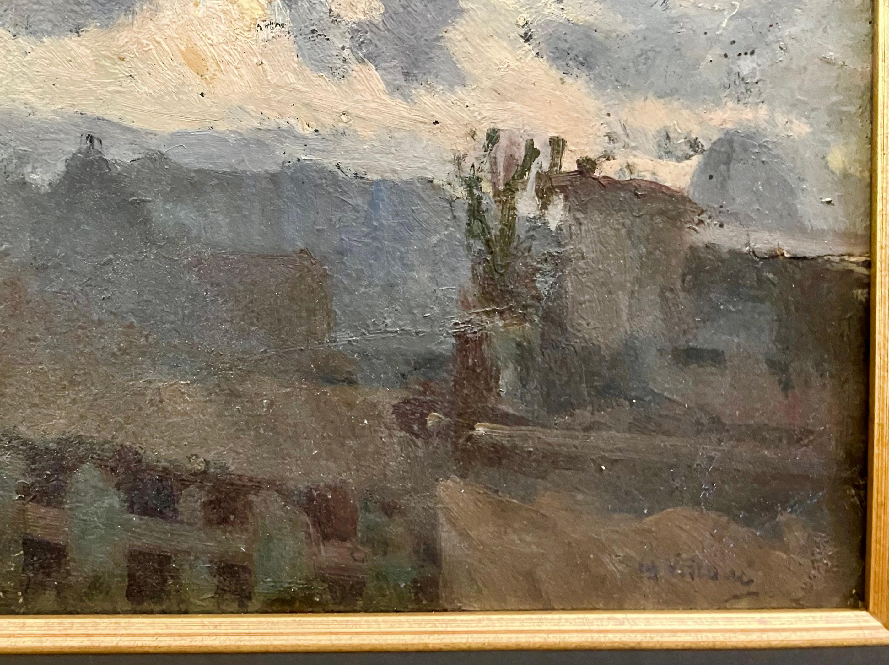 Italian Gennaro Villani (1885-1948) Naples Rooftop Scene For Sale