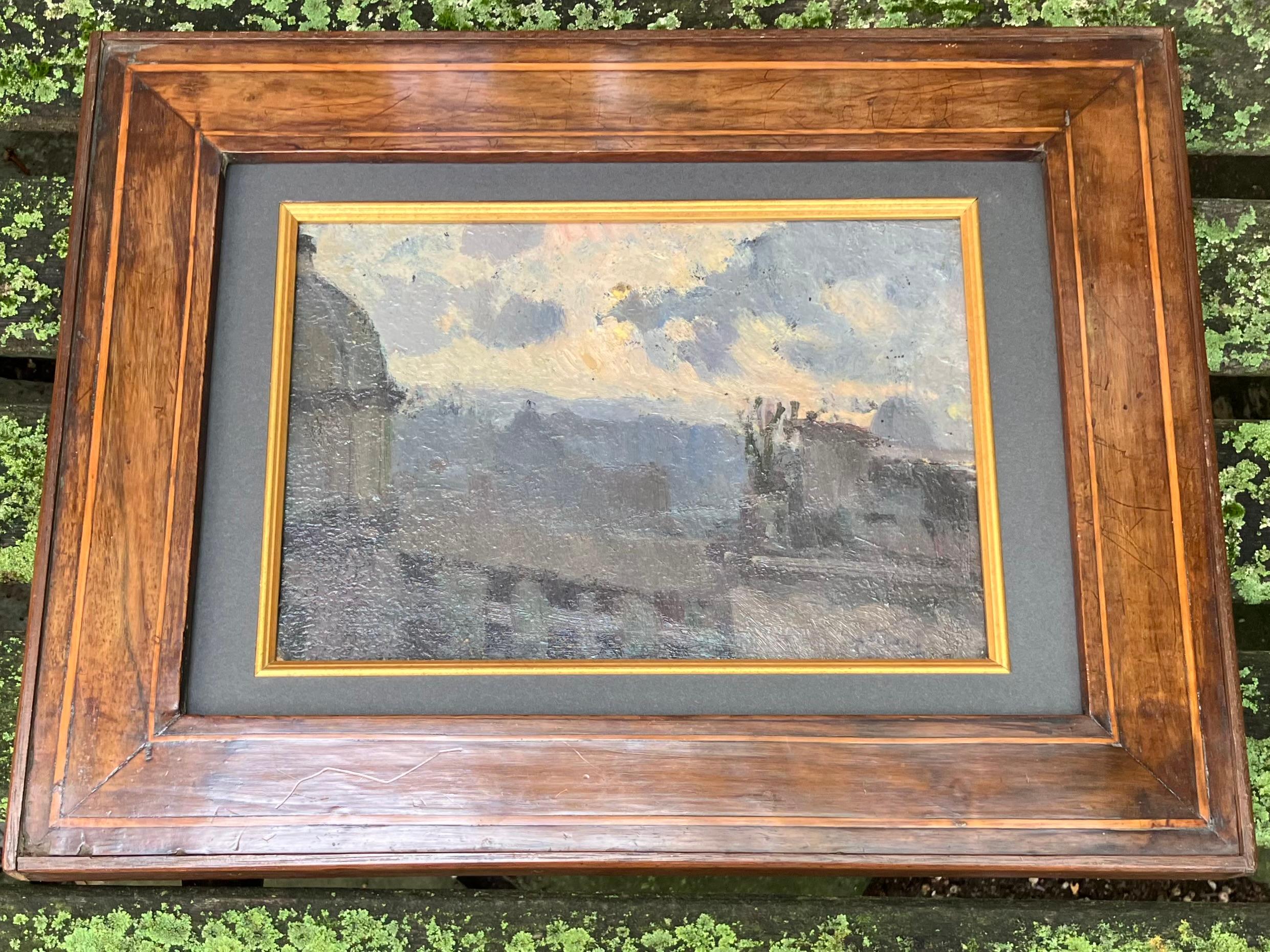Hand-Painted Gennaro Villani (1885-1948) Naples Rooftop Scene For Sale