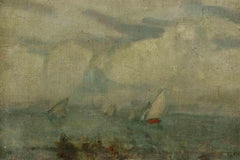 Seaside - Gemischtes, farbiges Öl auf Leinwand von Gennaro Villani - Anfang des 20. Jahrhunderts