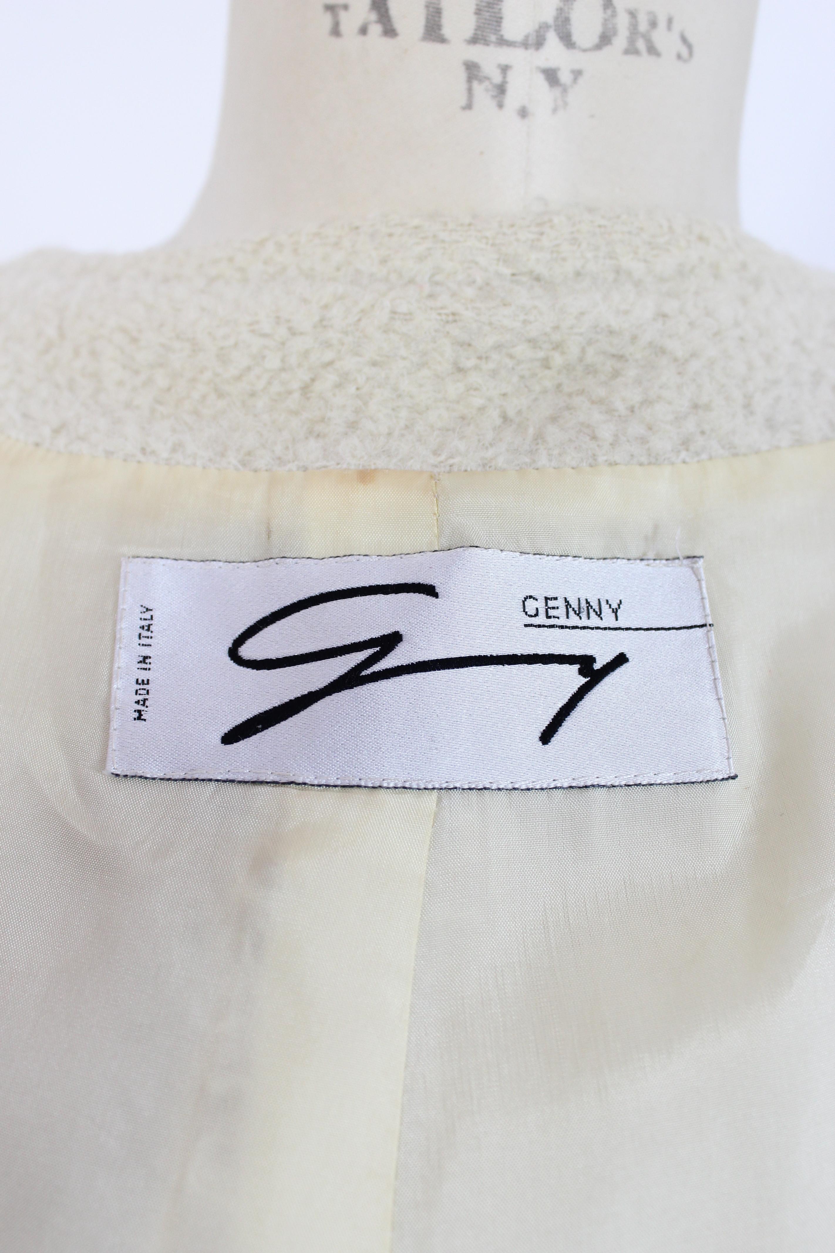 Genny Beige Alpaca Wool Boucle Coat 1980s 2