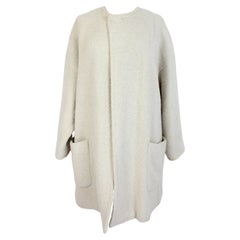 Genny Cappotto in lana bouclè di alpaca beige anni '80