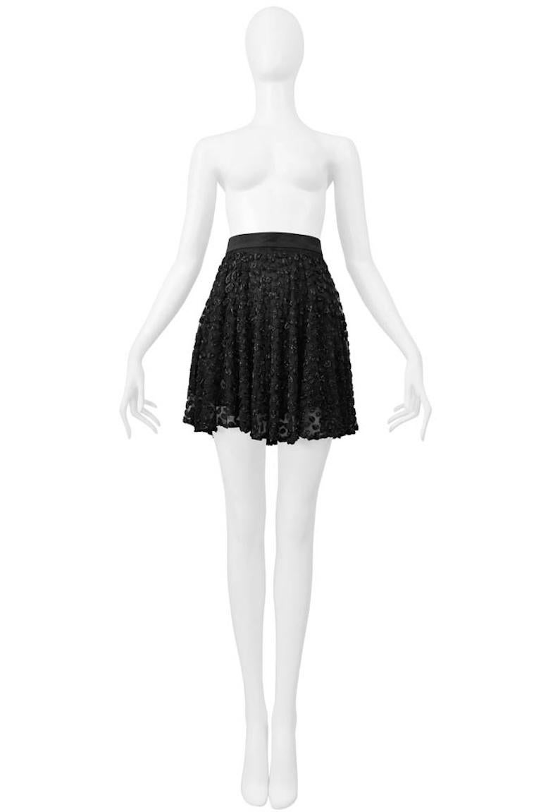 Genny Black Chiffon Fancy Skirt With Extraordinary Paisley Beading In Excellent Condition For Sale In Los Angeles, CA