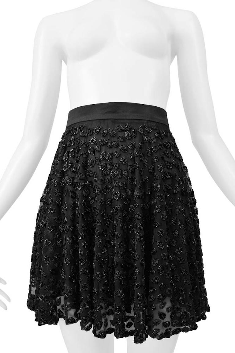 Genny Black Chiffon Fancy Skirt With Extraordinary Paisley Beading For Sale 1