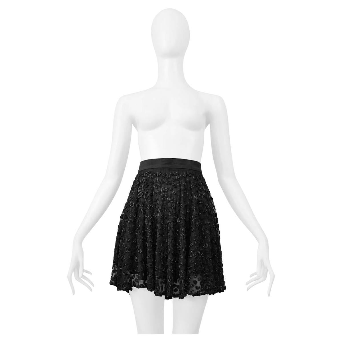 Genny Black Chiffon Fancy Skirt With Extraordinary Paisley Beading For Sale