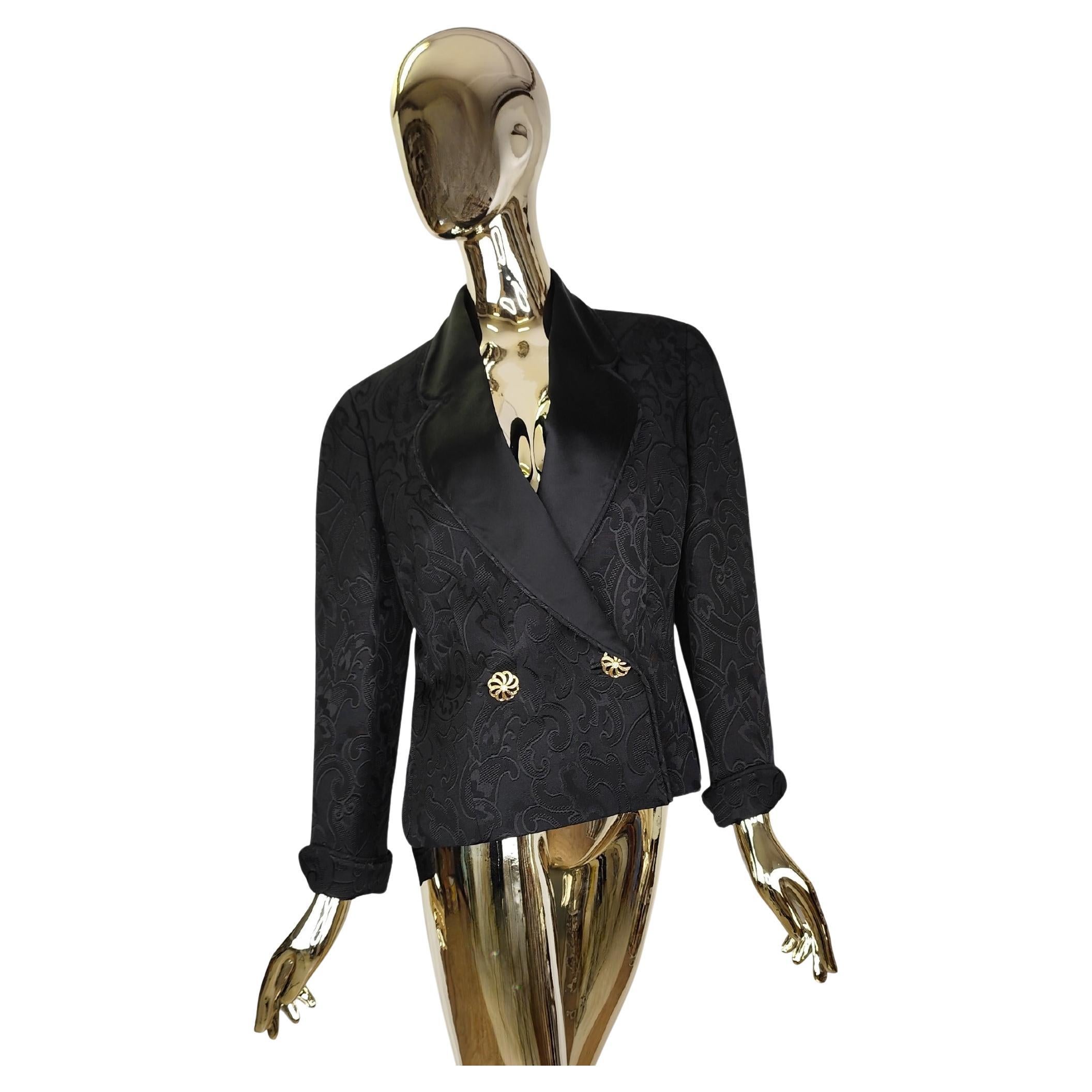 Genny black embroidered double breasted blazer For Sale