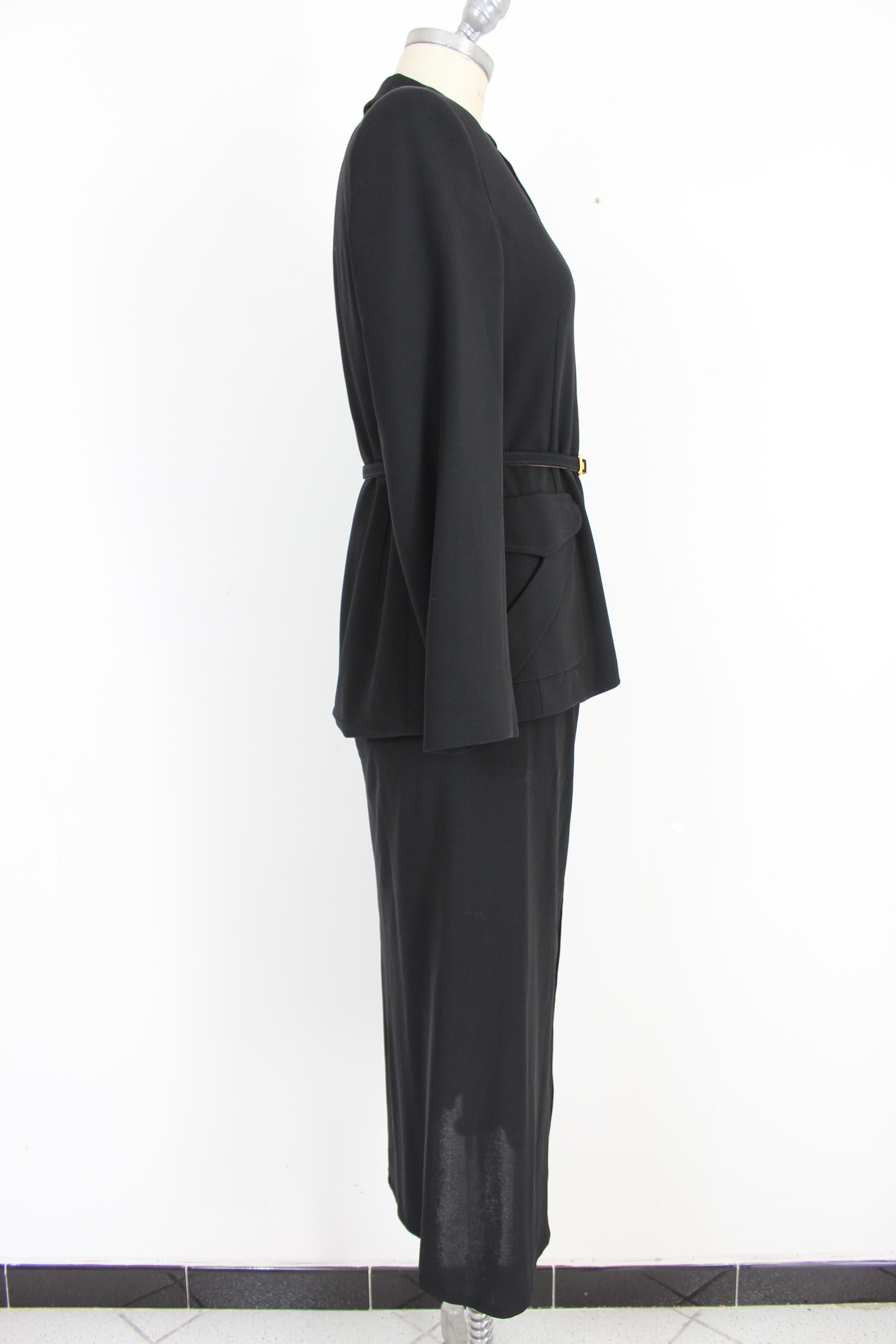 Genny Black Gold Viscose Evening Suit Skirt and Jacket In Excellent Condition In Brindisi, Bt