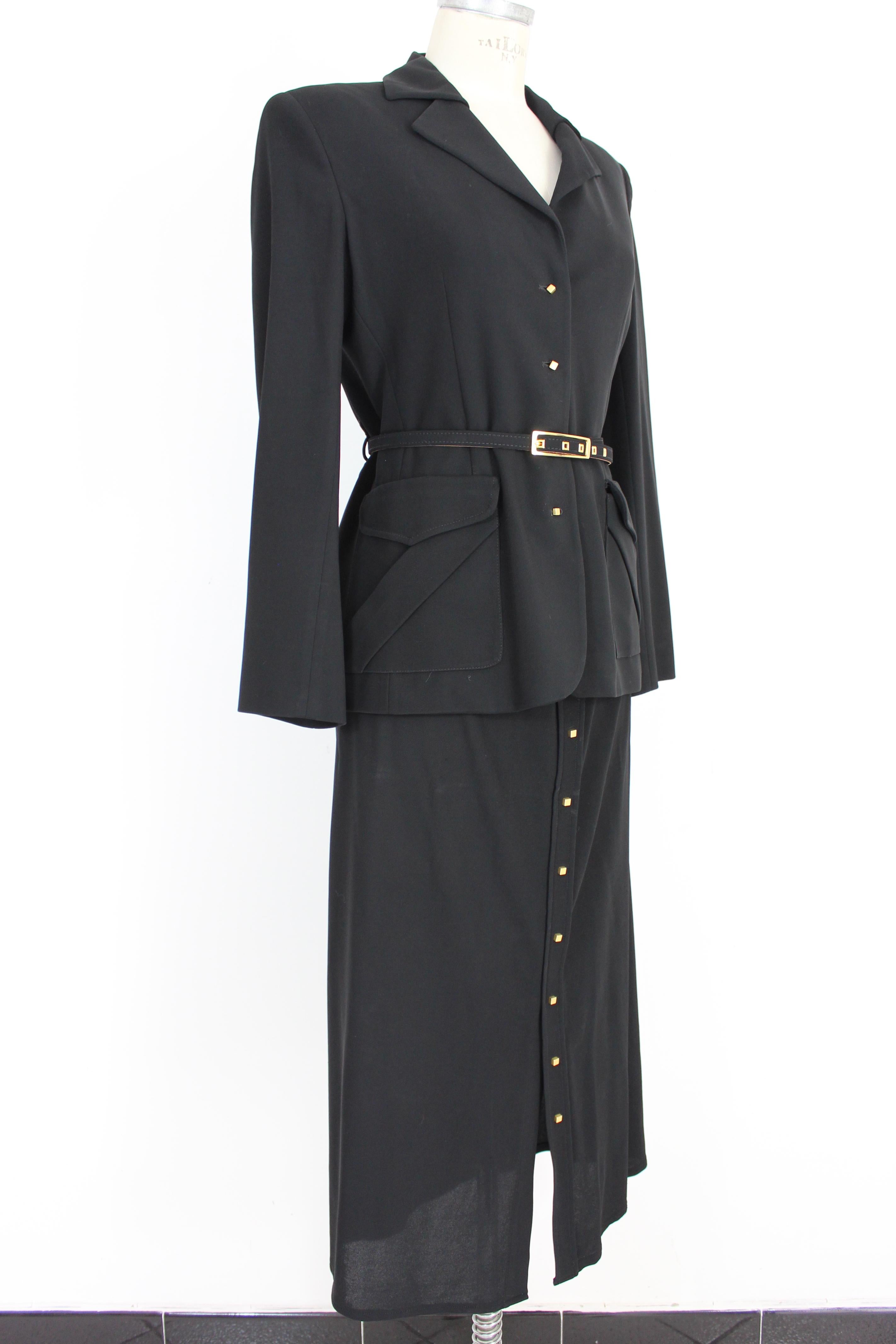 Women's Genny Black Gold Viscose Evening Suit Skirt and Jacket