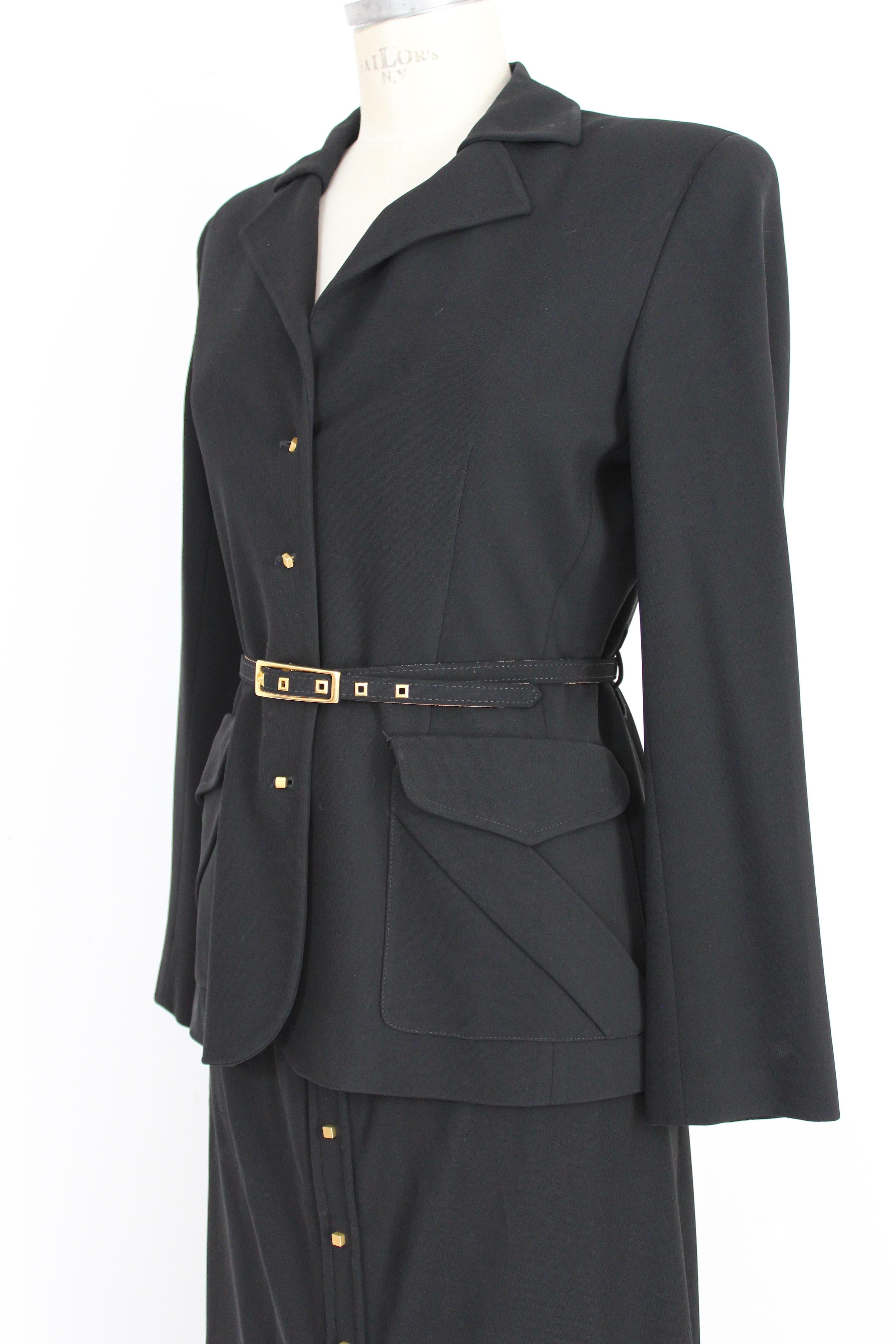 Genny Black Gold Viscose Evening Suit Skirt and Jacket 1