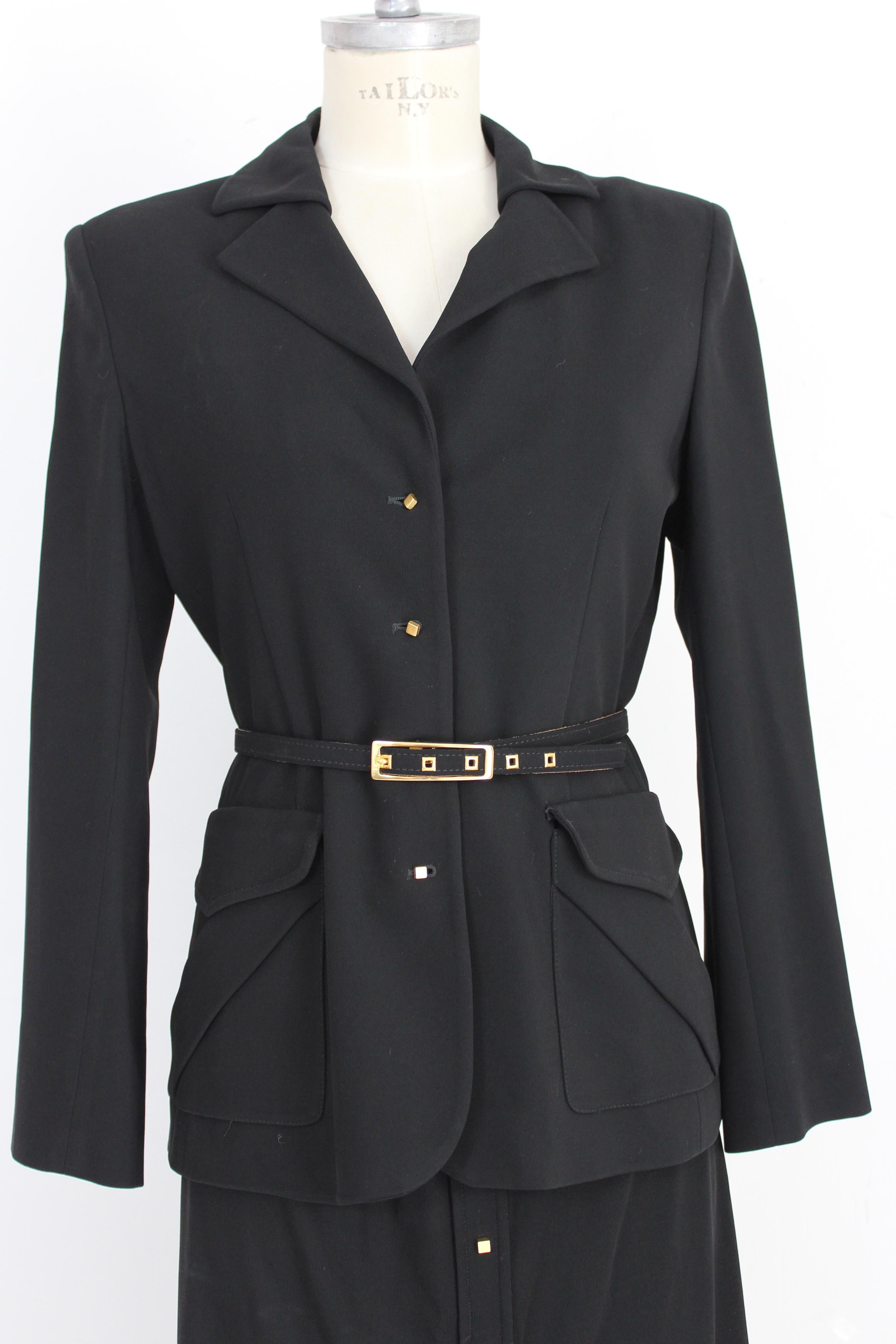 Genny Black Gold Viscose Evening Suit Skirt and Jacket 2