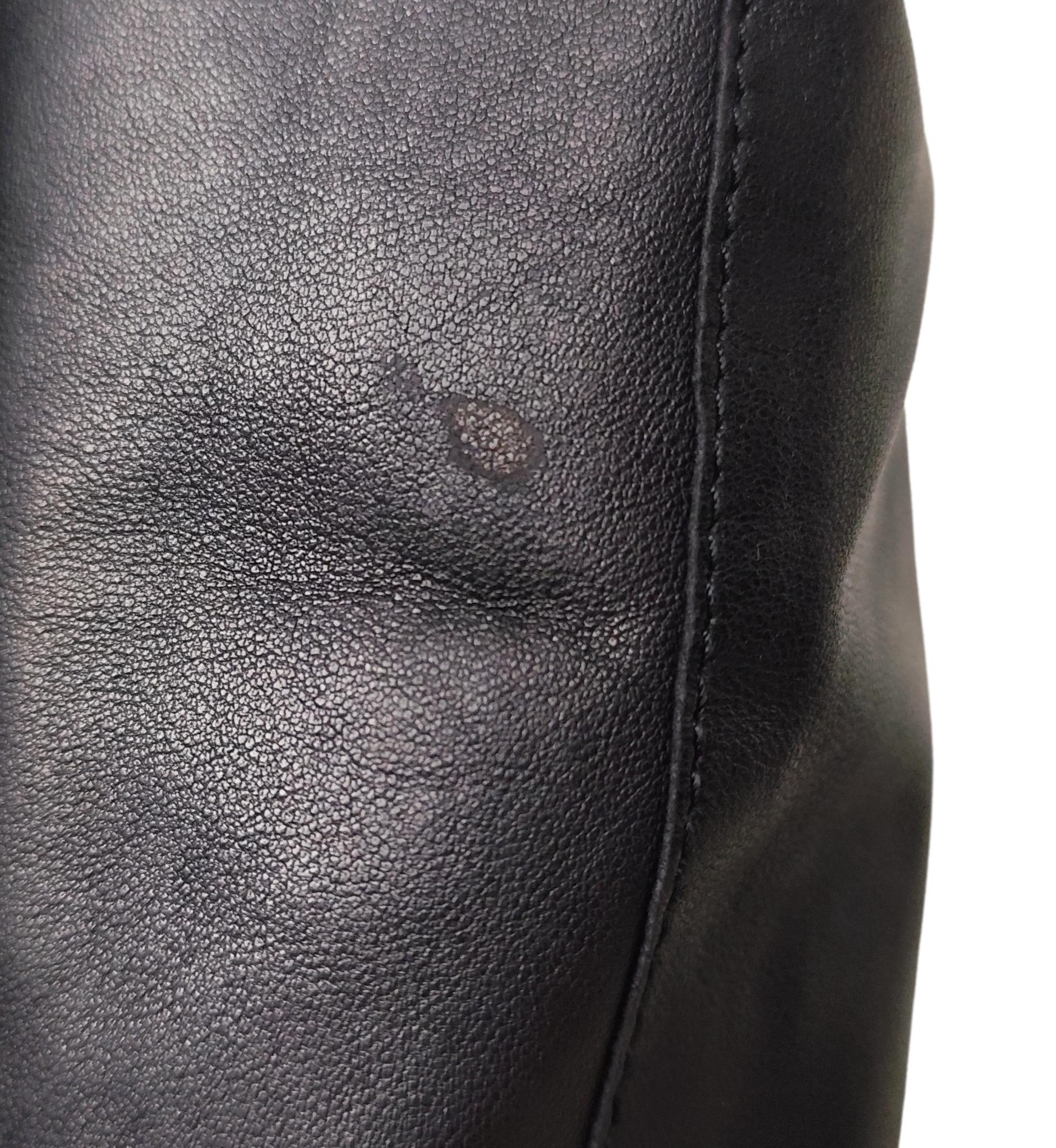 Genny black leather contrast stitching blazer For Sale 5