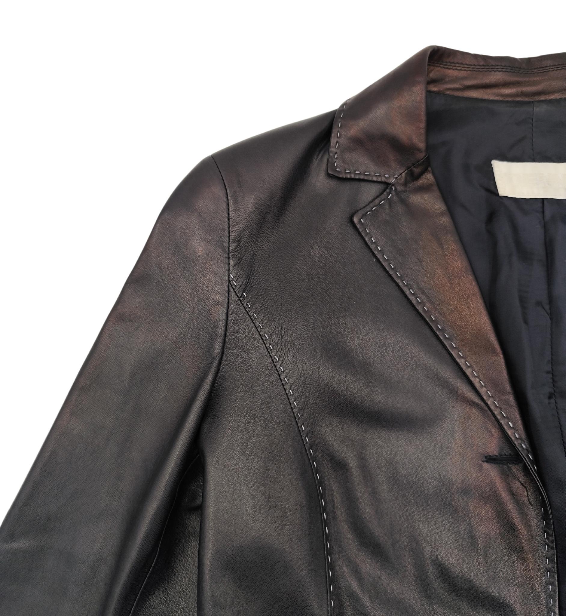 Women's Genny black leather contrast stitching blazer For Sale