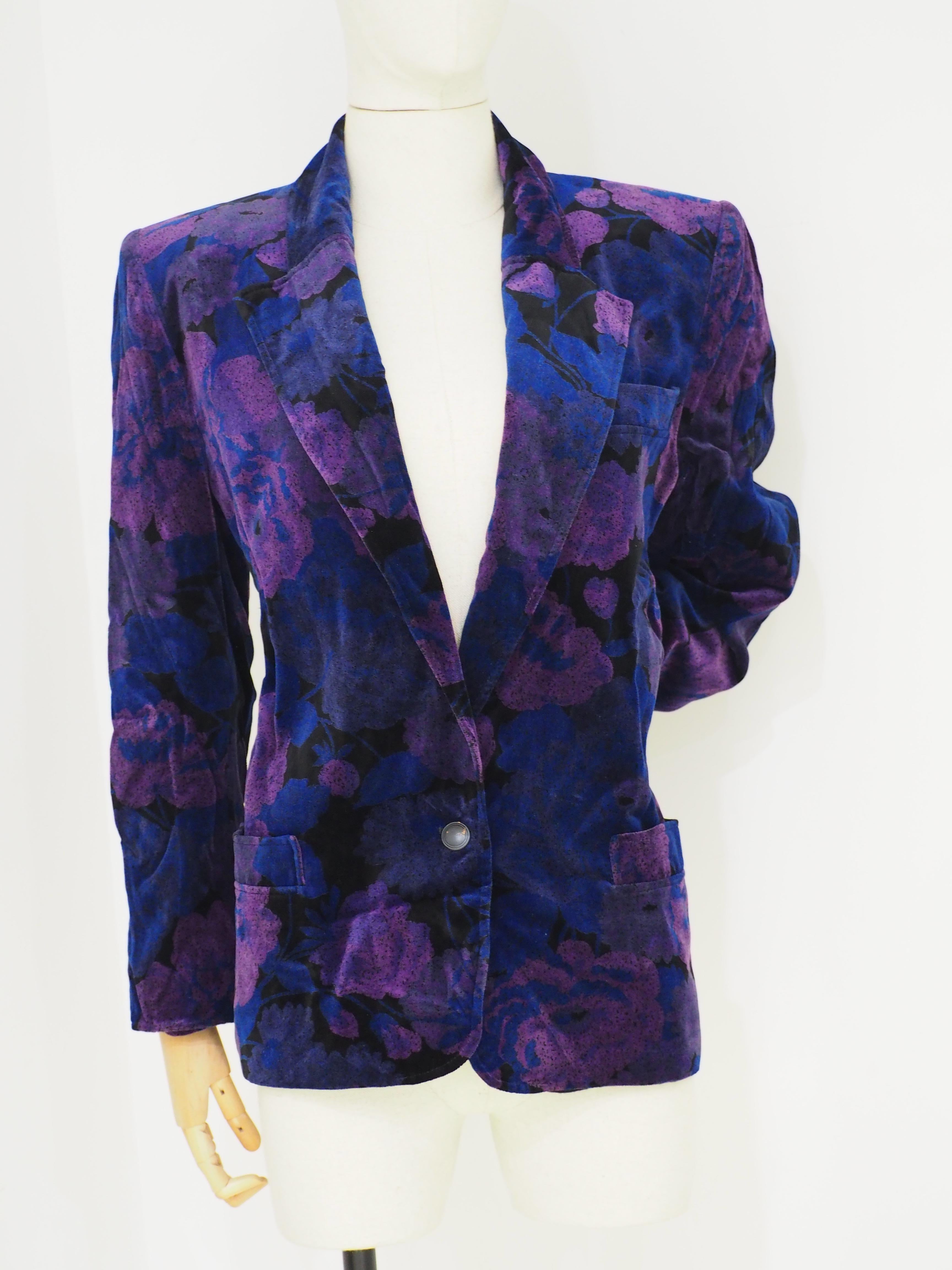 Genny blue purple velvet jacket In Good Condition In Capri, IT
