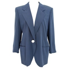 Genny Blue Silk Classic Retro Jacket 1980s