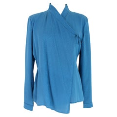 Vintage Genny Blue Silk Floral Shirt Blouse