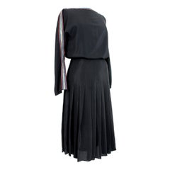 Genny By Gianni Versace Black Gold Silk Pleated Evening Skirt Suit and Shirt