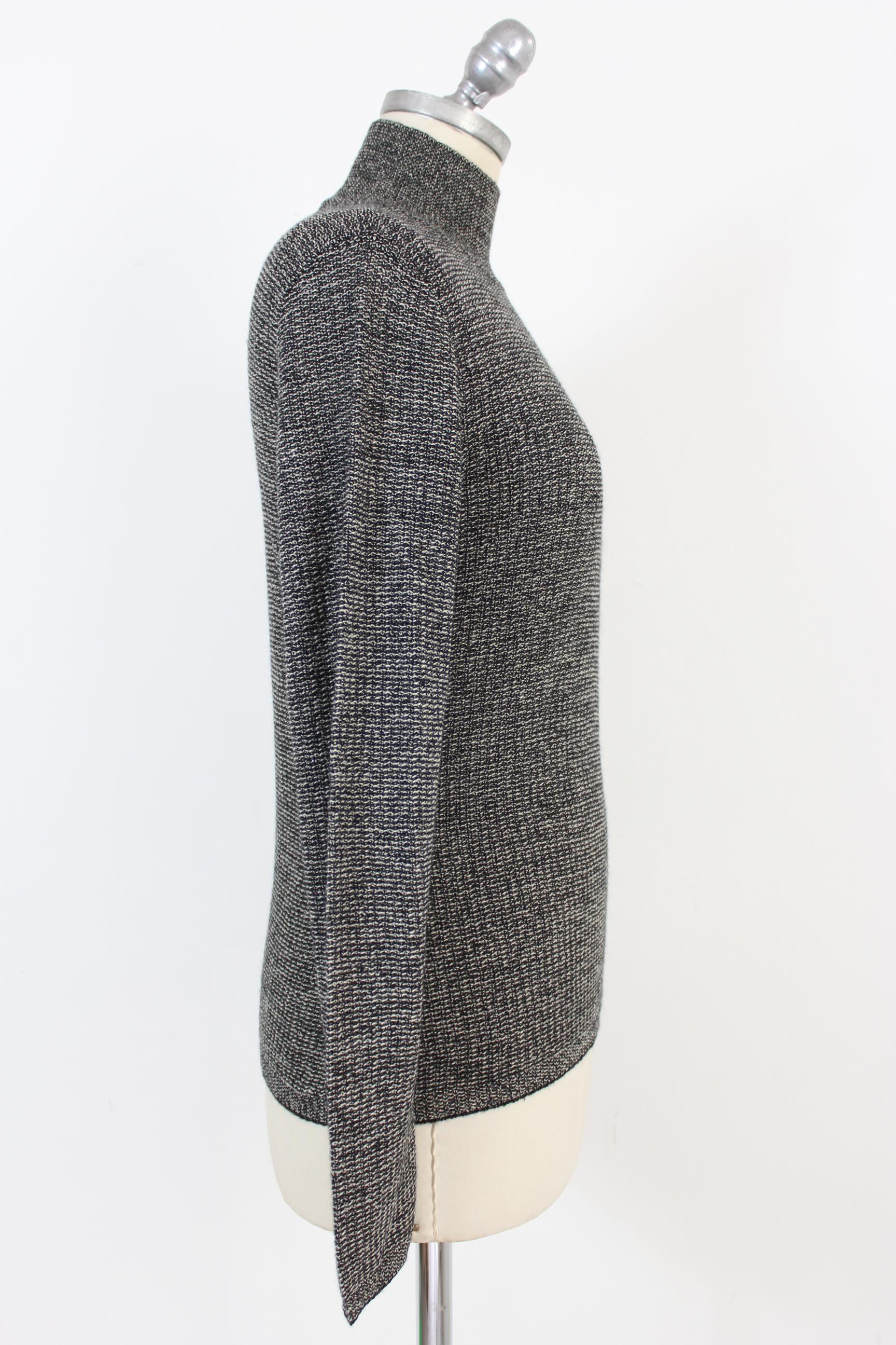 Genny by Gianni Versace Gray Salt Pepper Cashmere Turtleneck Sweater ...