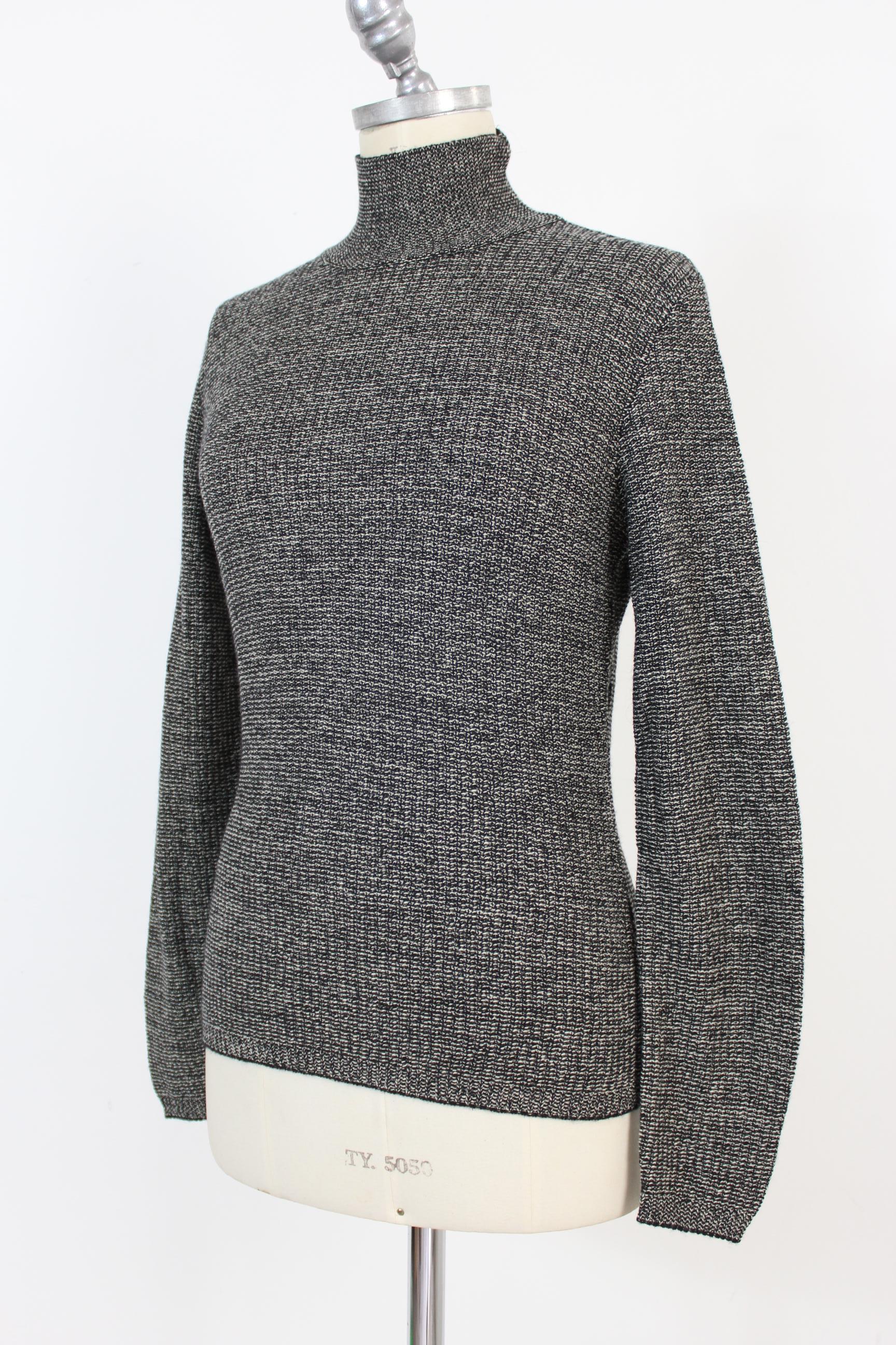 Genny by Gianni Versace Gray Salt Pepper Cashmere Turtleneck Sweater ...