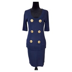 Genny vintage 1990s navy blue knit suit