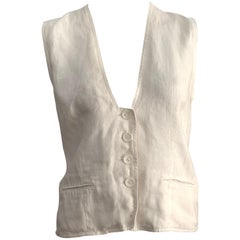 Genny Cream Linen Vest Size 4.
