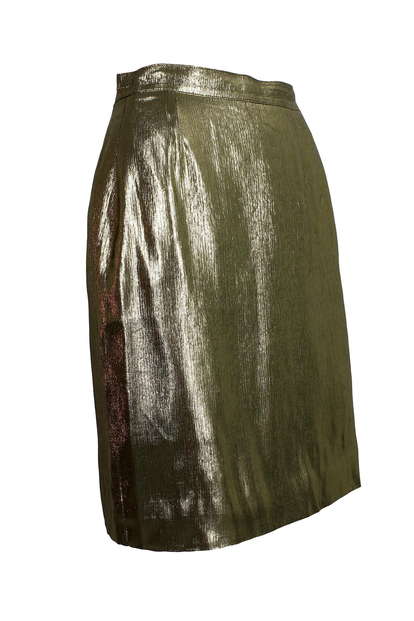 Genny Gold Silk Lurex Evening Short Skirt 1980s In Excellent Condition For Sale In Brindisi, Bt