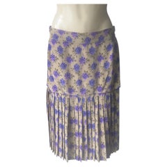 Genny – Vintage-Plisseerock aus Seide mit Blumenmuster, Made in Italy, 90er Jahre