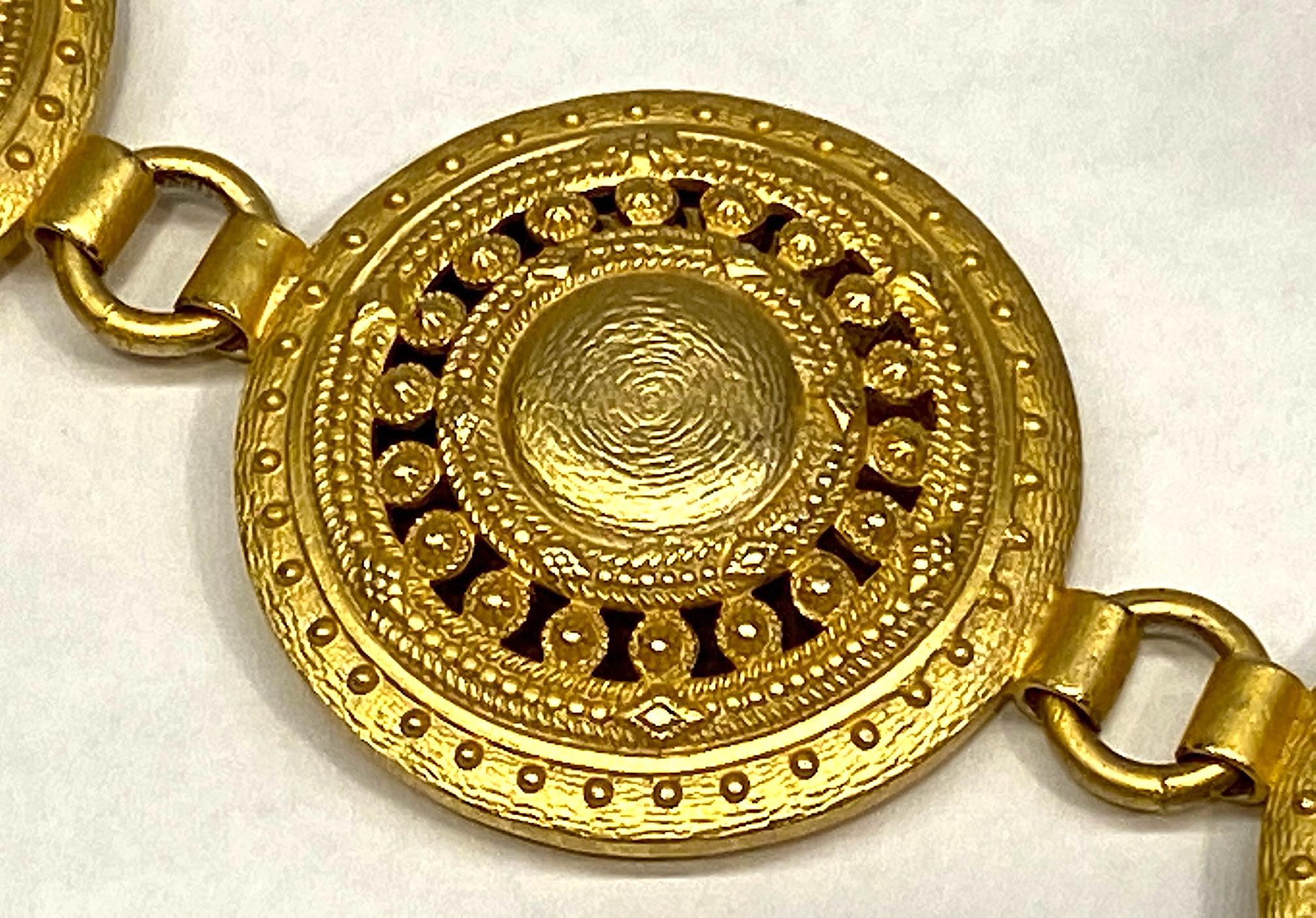 Women's Genny Italy 1990s Satin Gold Etruscan Bracelet