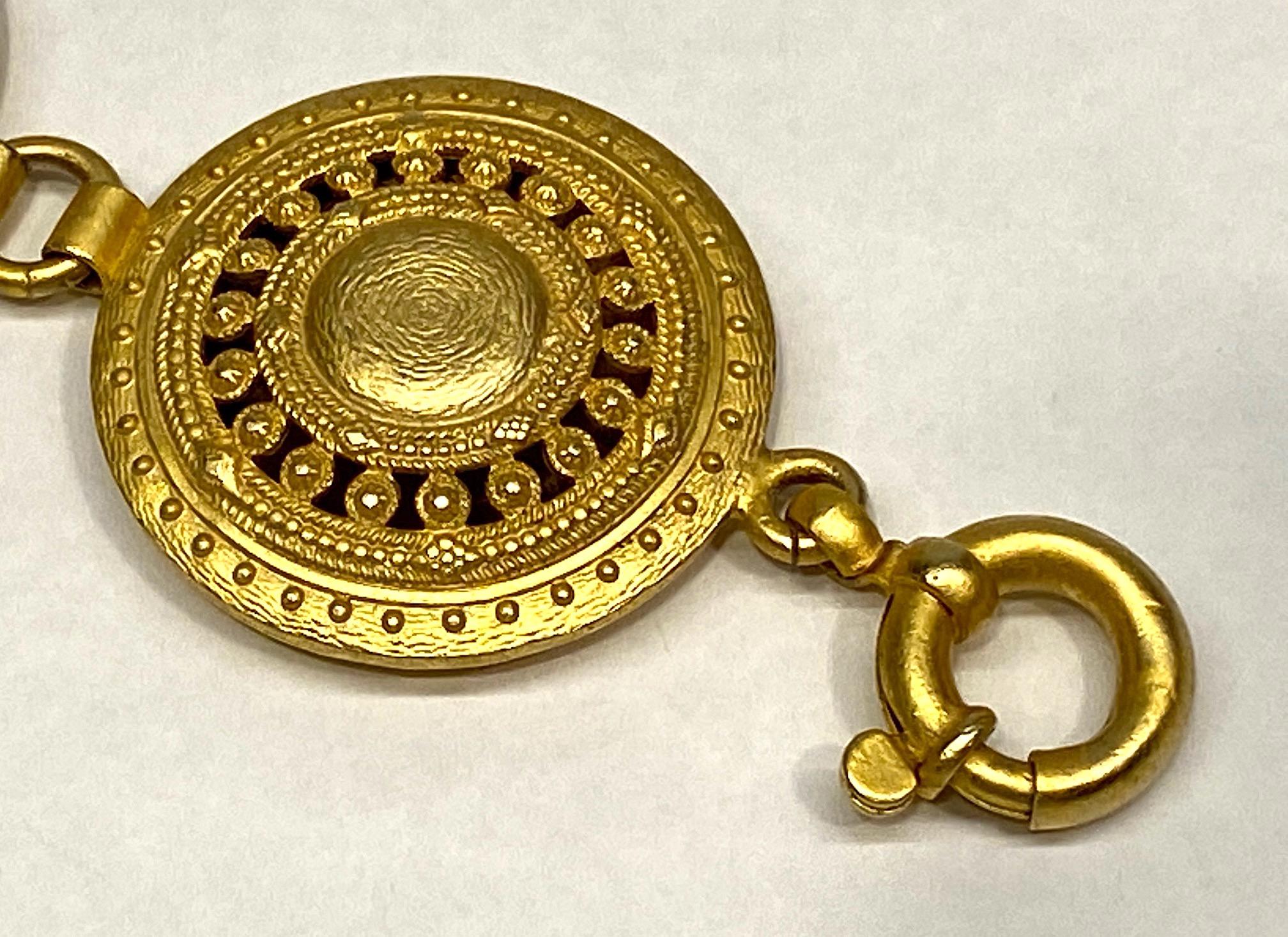 Women's Genny Italy 1990s Satin Gold Etruscan Bracelet