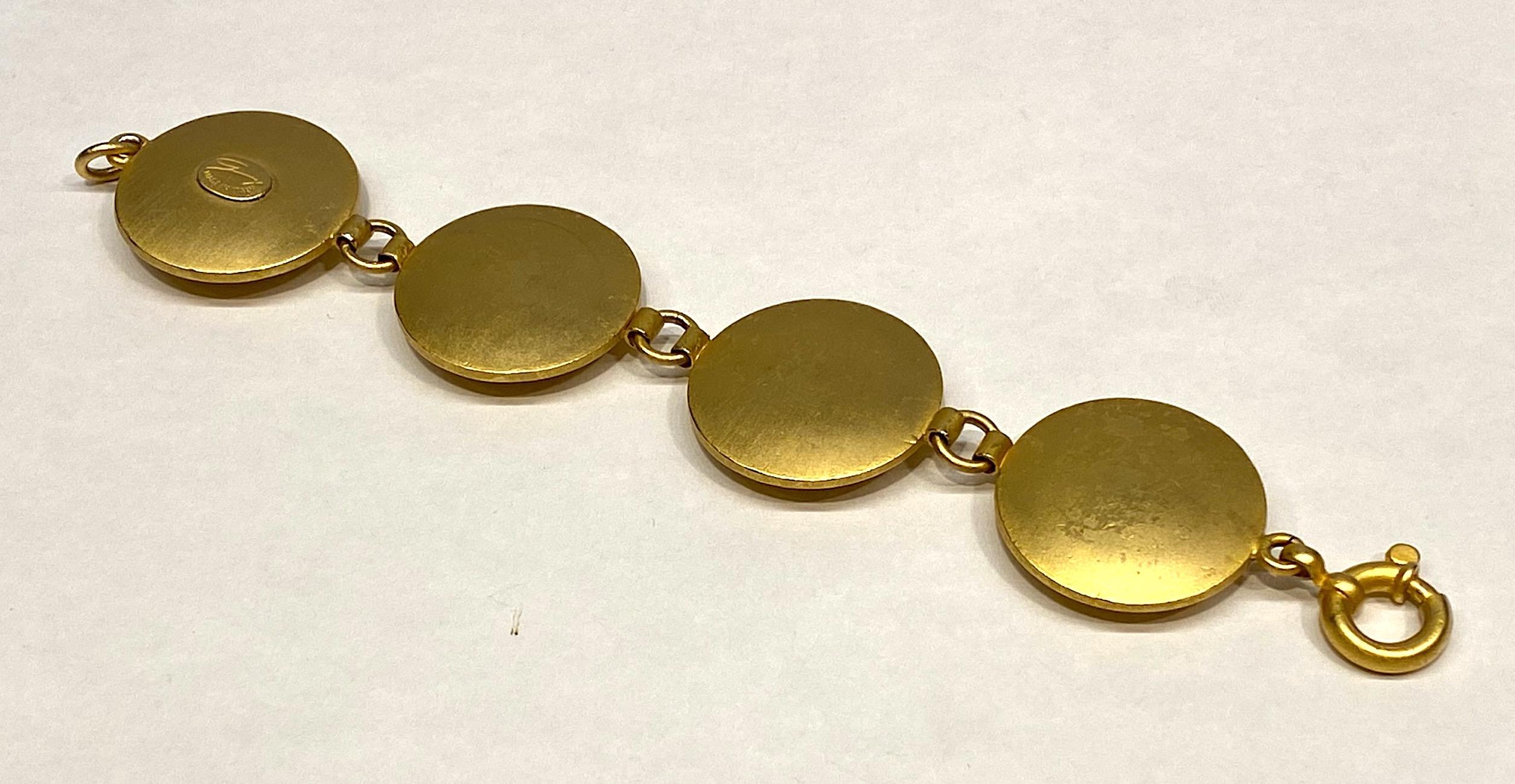 Genny Italy 1990s Satin Gold Etruscan Bracelet 3