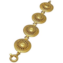 Genny Italy 1990s Satin Gold Etruscan Bracelet
