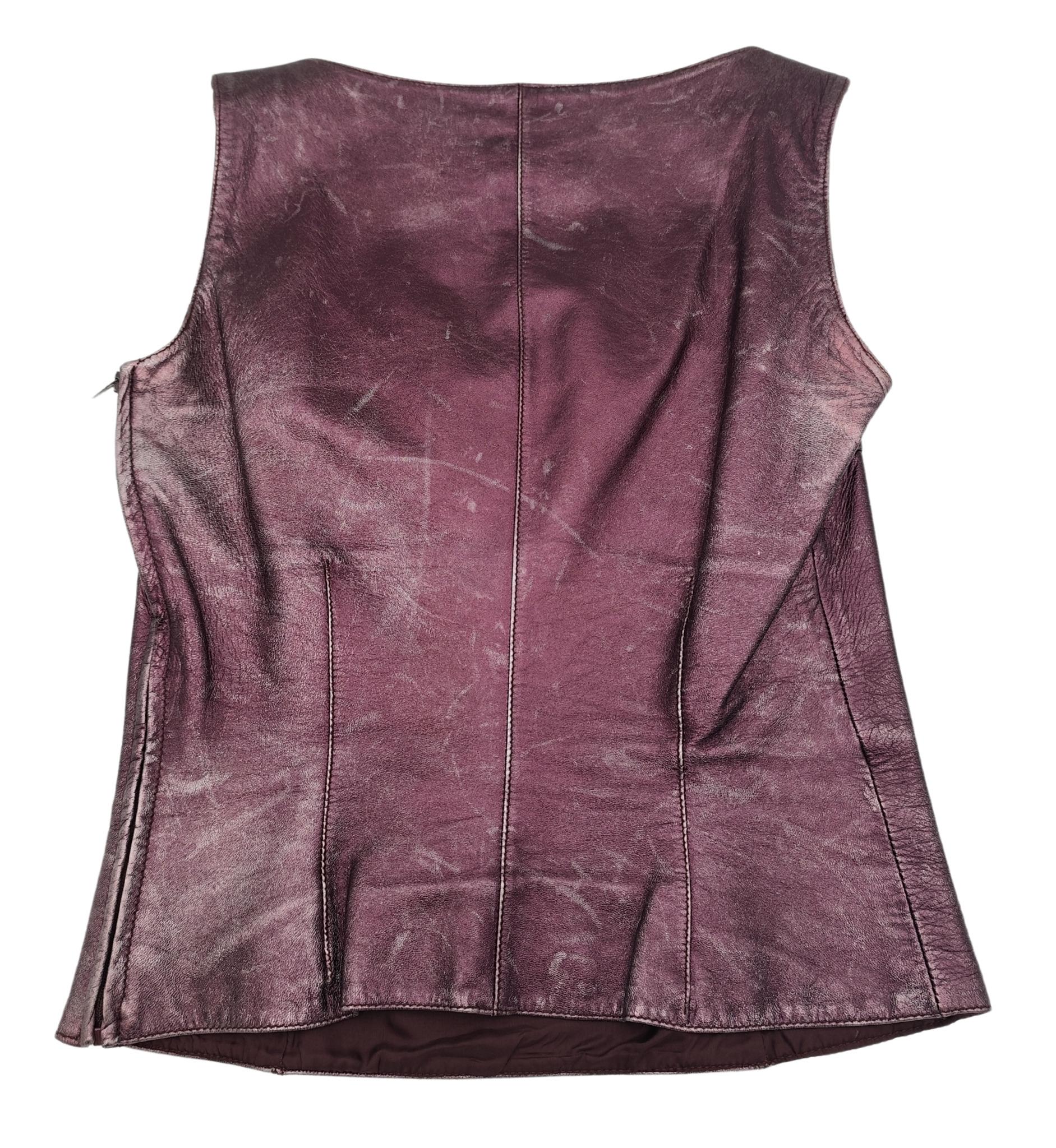Genny Metallic lila Lederjacke und Oberteil aus Leder im Angebot 5