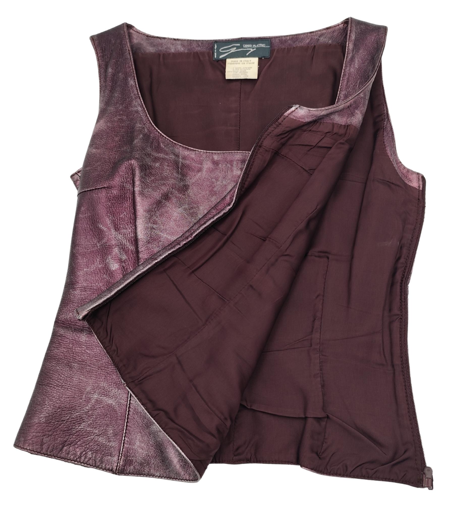 Genny Metallic lila Lederjacke und Oberteil aus Leder im Angebot 6