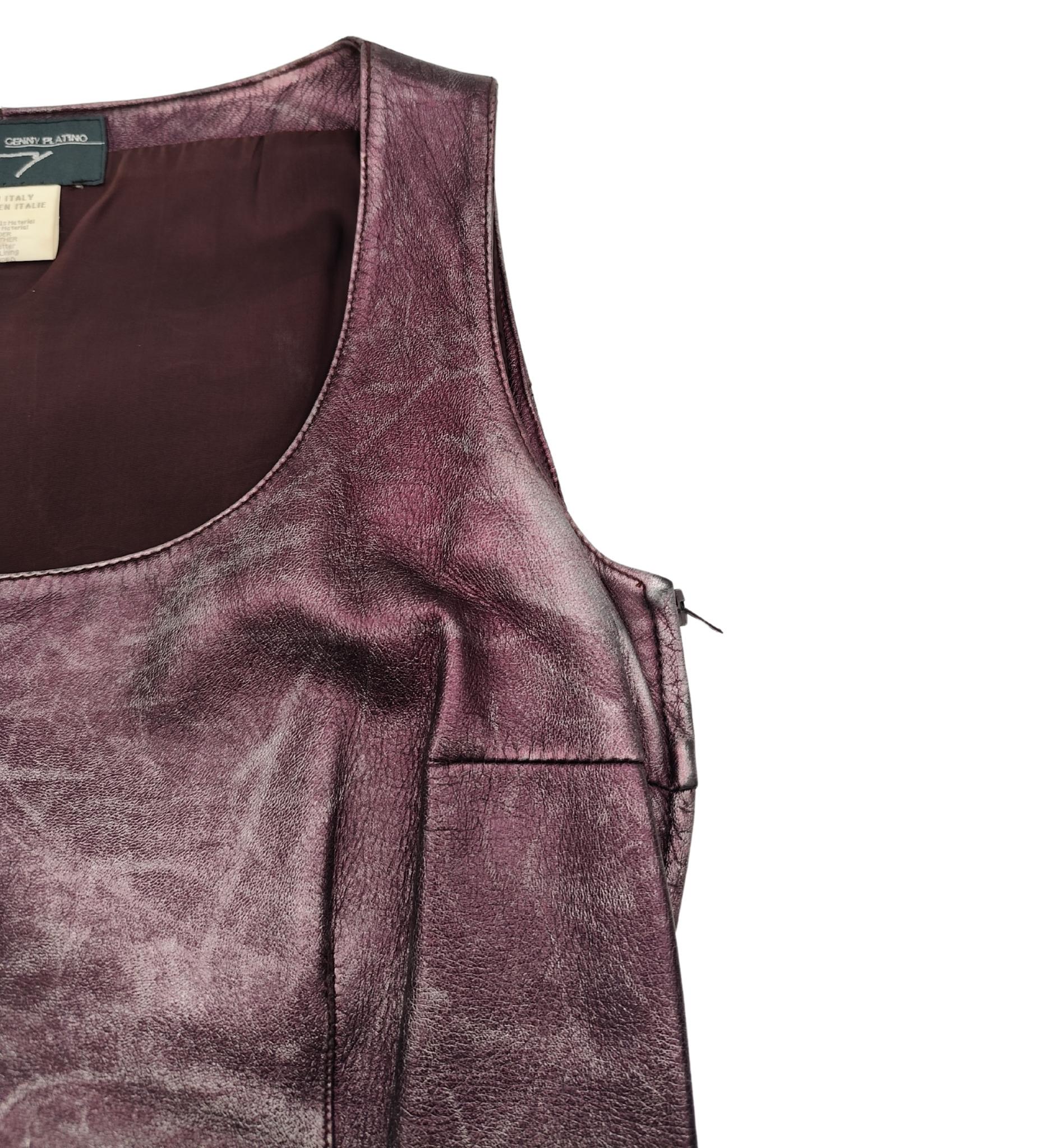 Genny Metallic lila Lederjacke und Oberteil aus Leder im Angebot 7