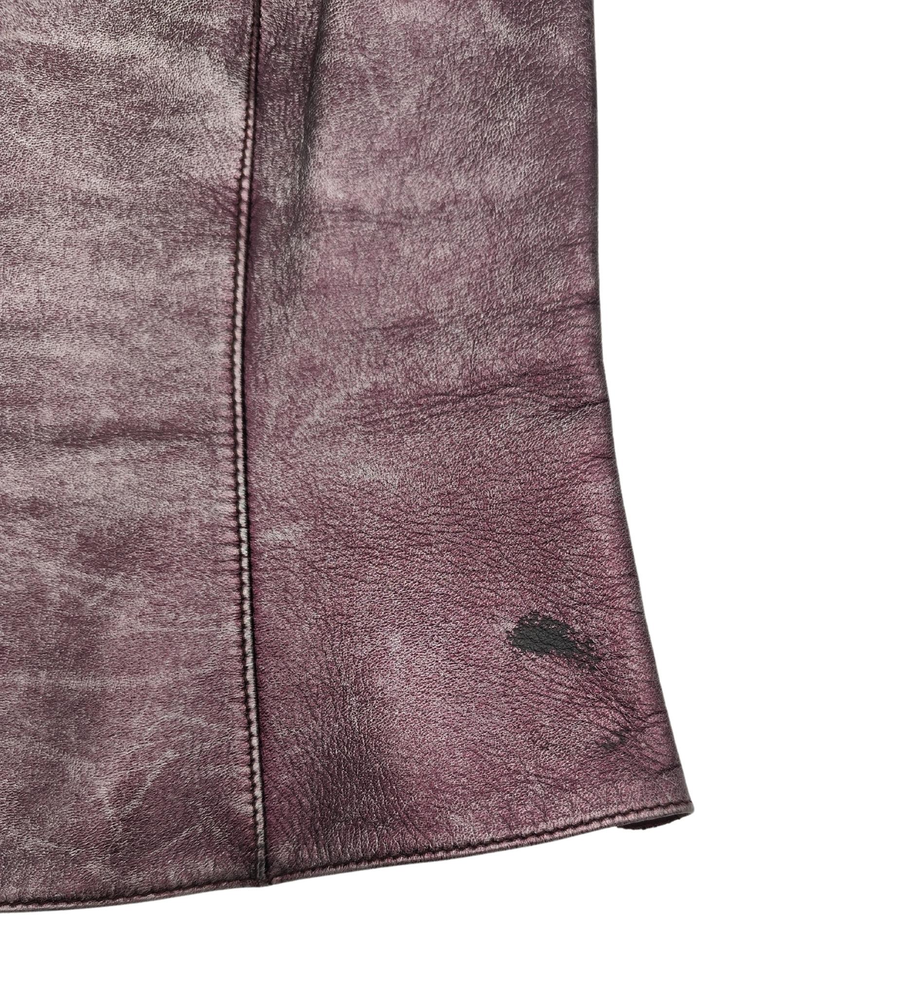 Genny Metallic lila Lederjacke und Oberteil aus Leder im Angebot 9