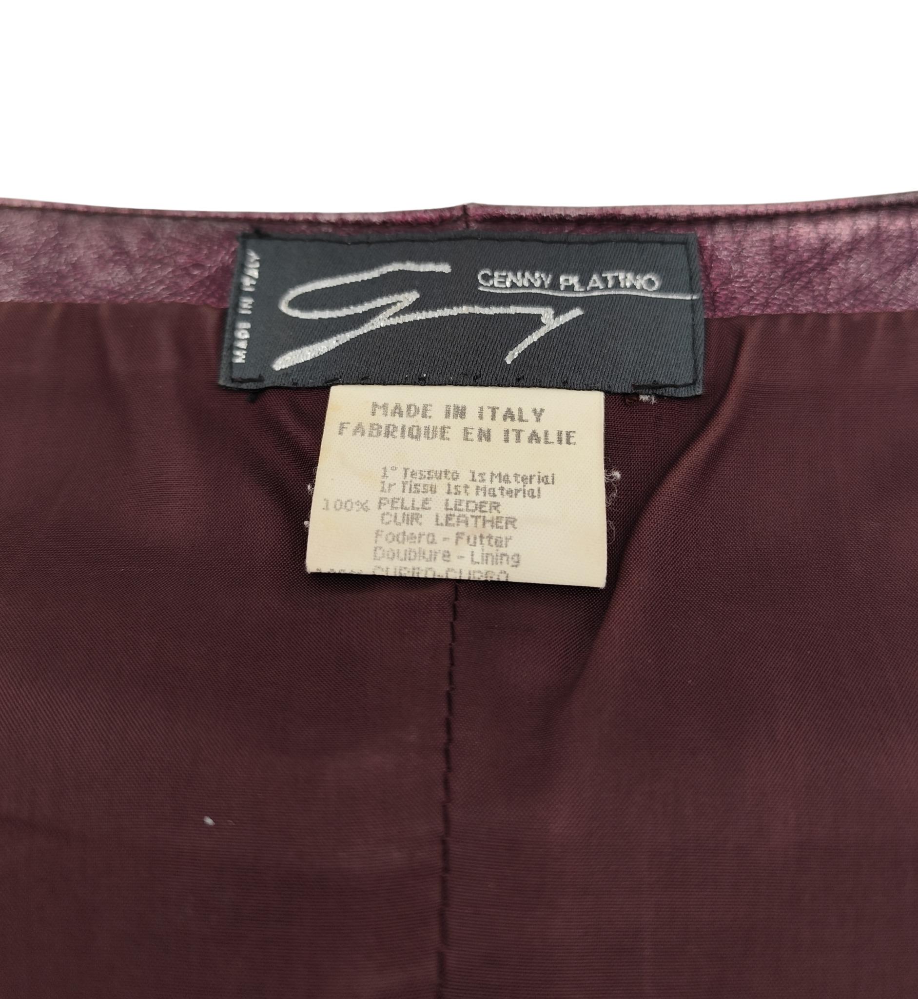 Genny Metallic lila Lederjacke und Oberteil aus Leder im Angebot 11