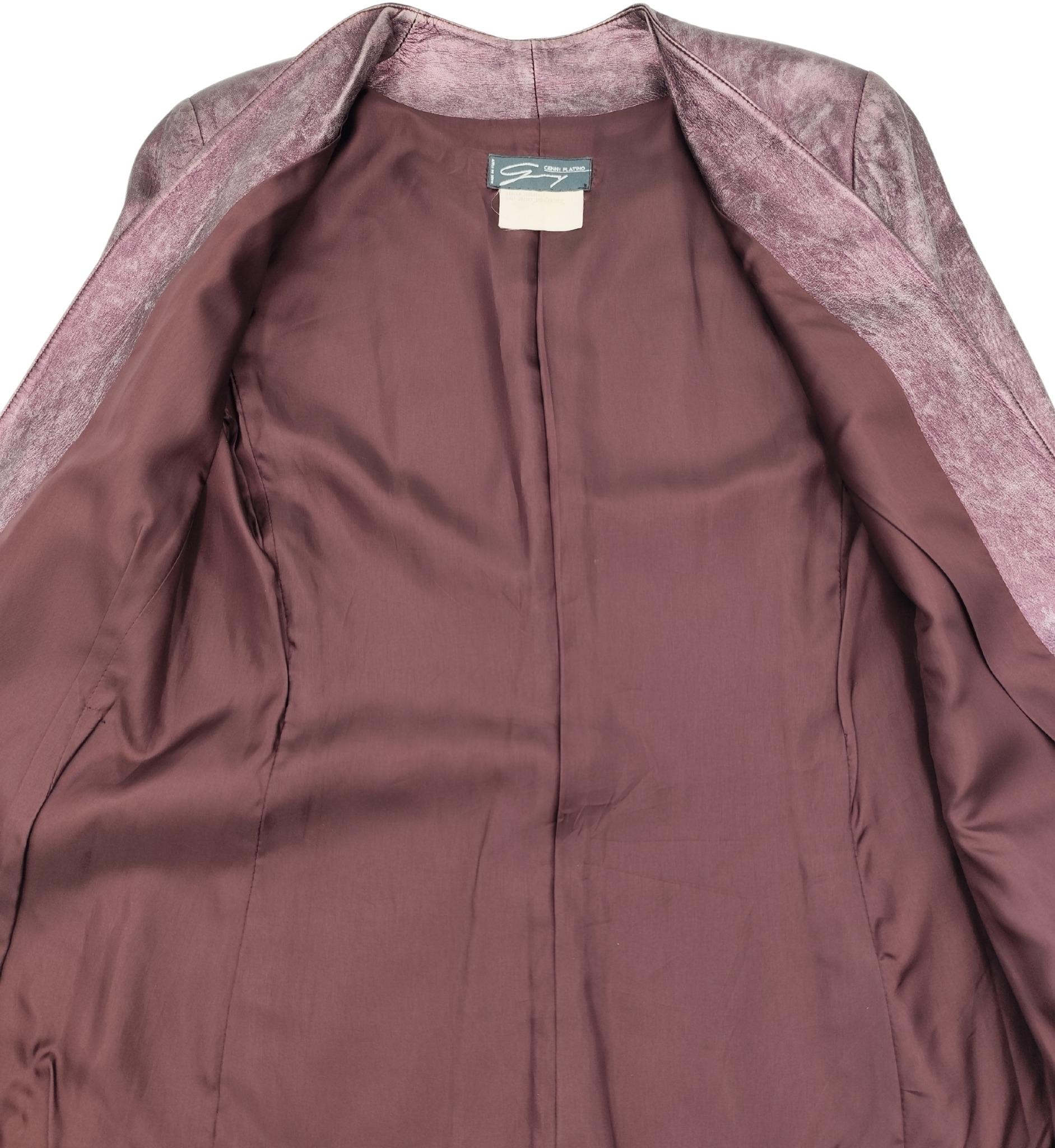 Genny Metallic lila Lederjacke und Oberteil aus Leder im Angebot 3
