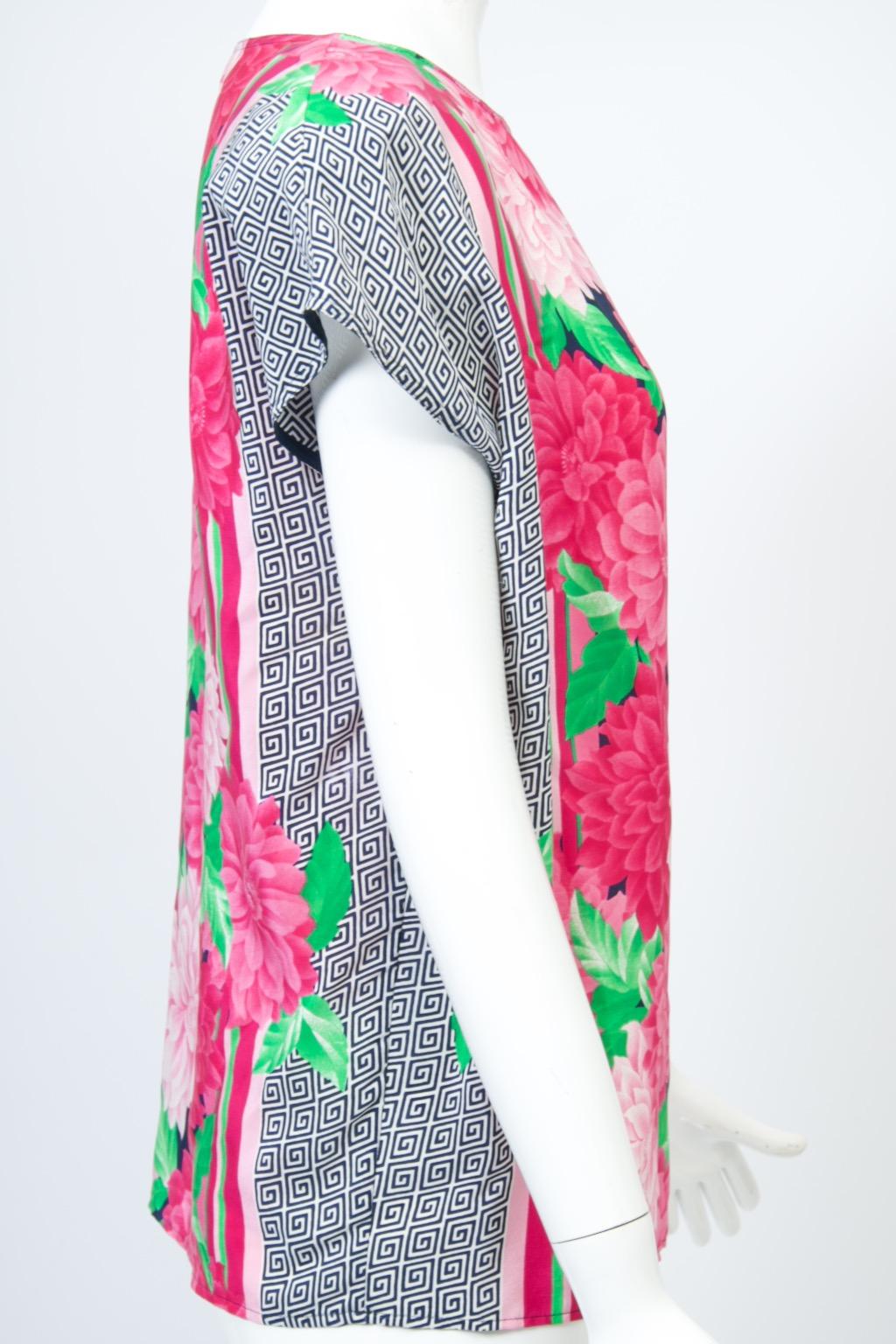 Top de seda con estampado Genny en venta 1
