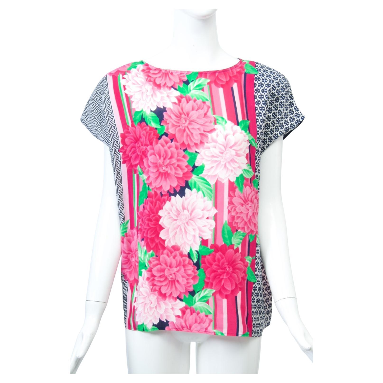 Top de seda con estampado Genny en venta