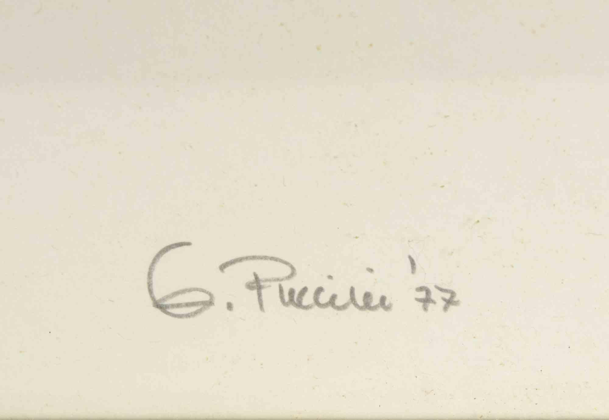 11 – Fliedergrün – Collage von Genny Puccini – 1977 im Angebot 1