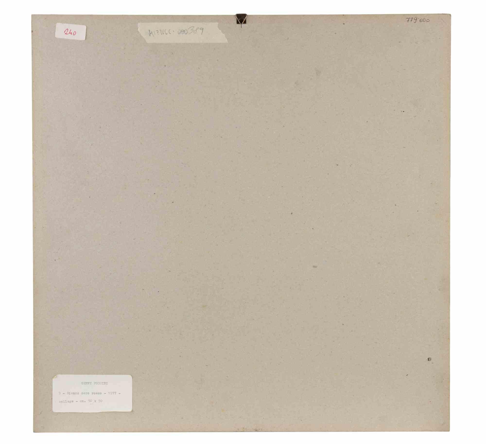 9 - Weiß Schwarz und Rot - Collage von Genny Puccini - 1977 im Angebot 1