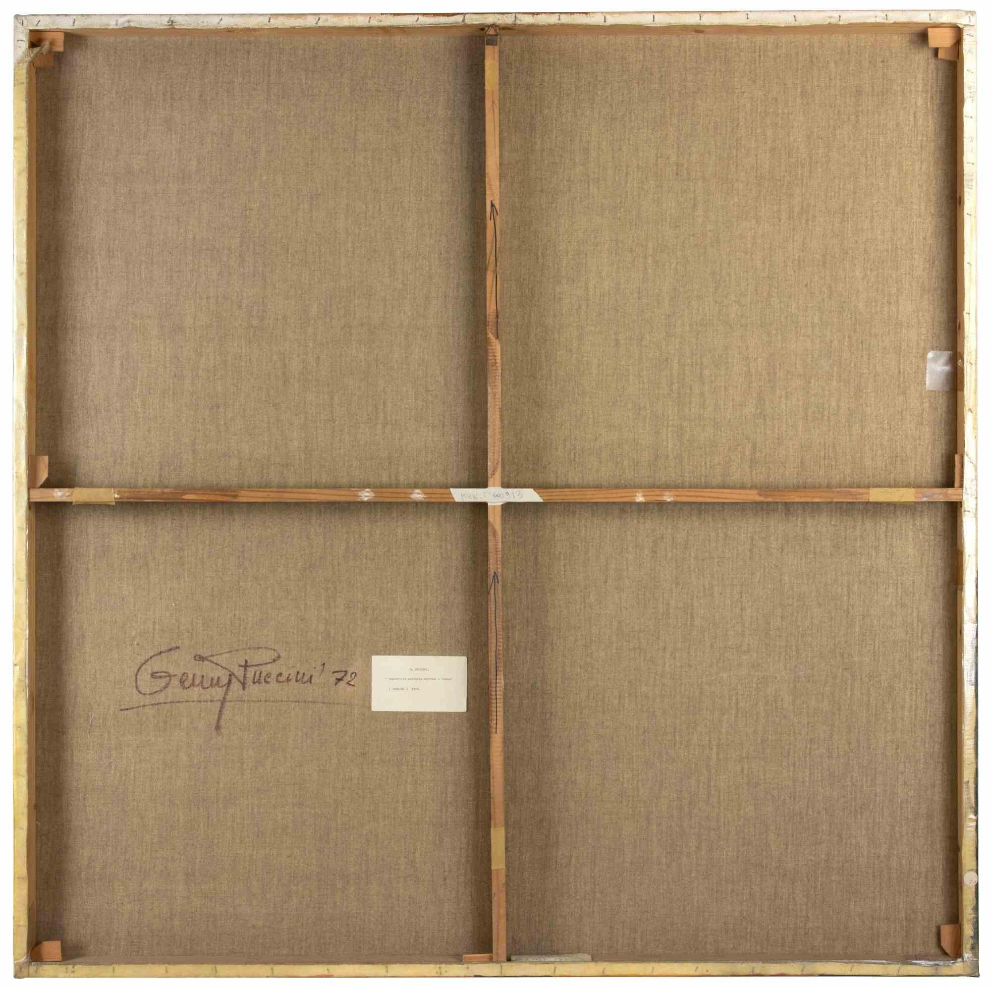 Abstrakte braune und rote Oberfläche - Acryl auf Leinwand von Genny Puccini - 1972 im Angebot 1