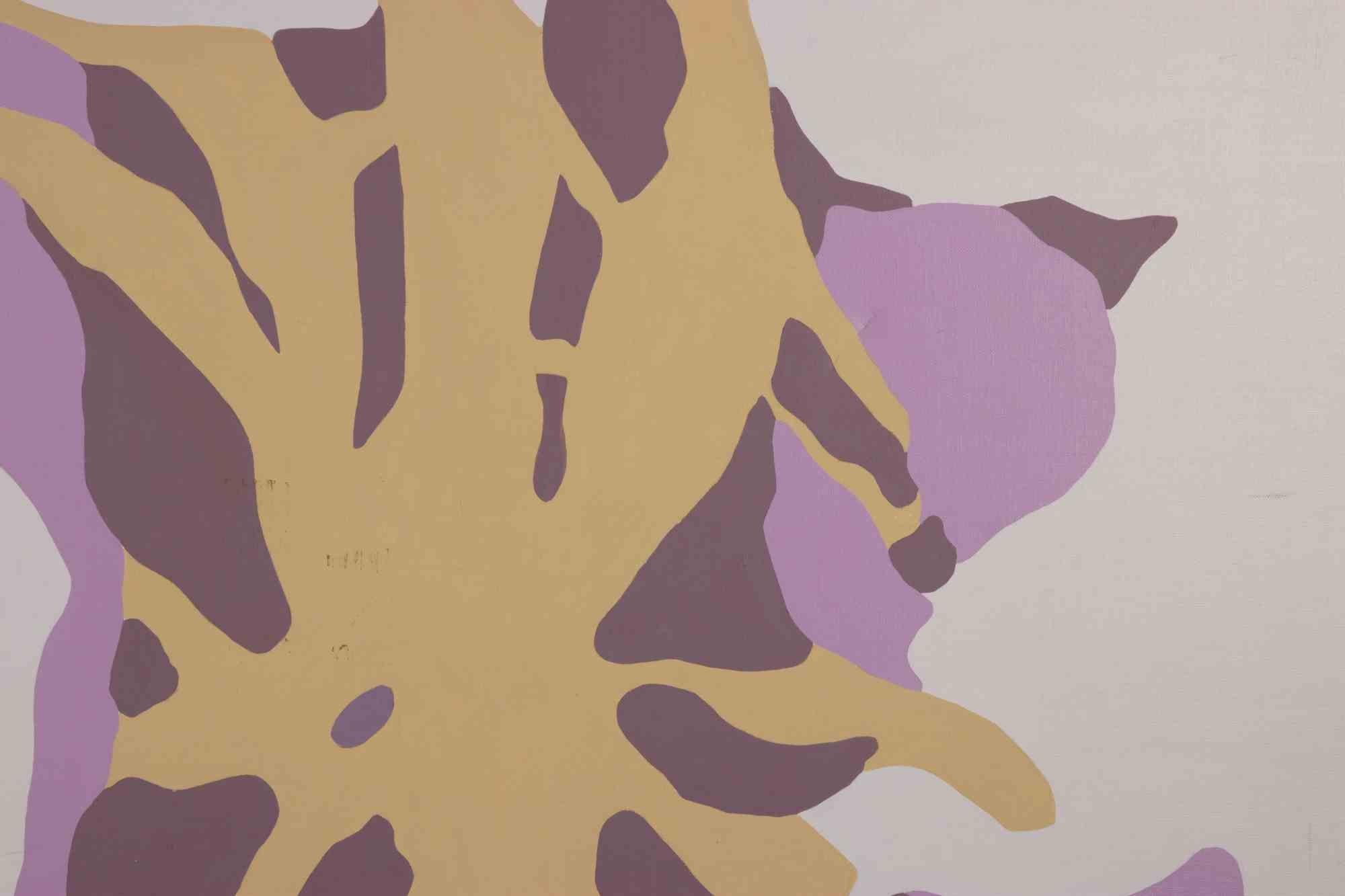 Abstrakte Violett- und Beige-Oberfläche - Acryl auf Leinwand von Genny Puccini - 1971 im Angebot 1