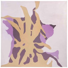 Surface abstraite violette et beige - Acrylique sur toile de Genny Puccini - 1971