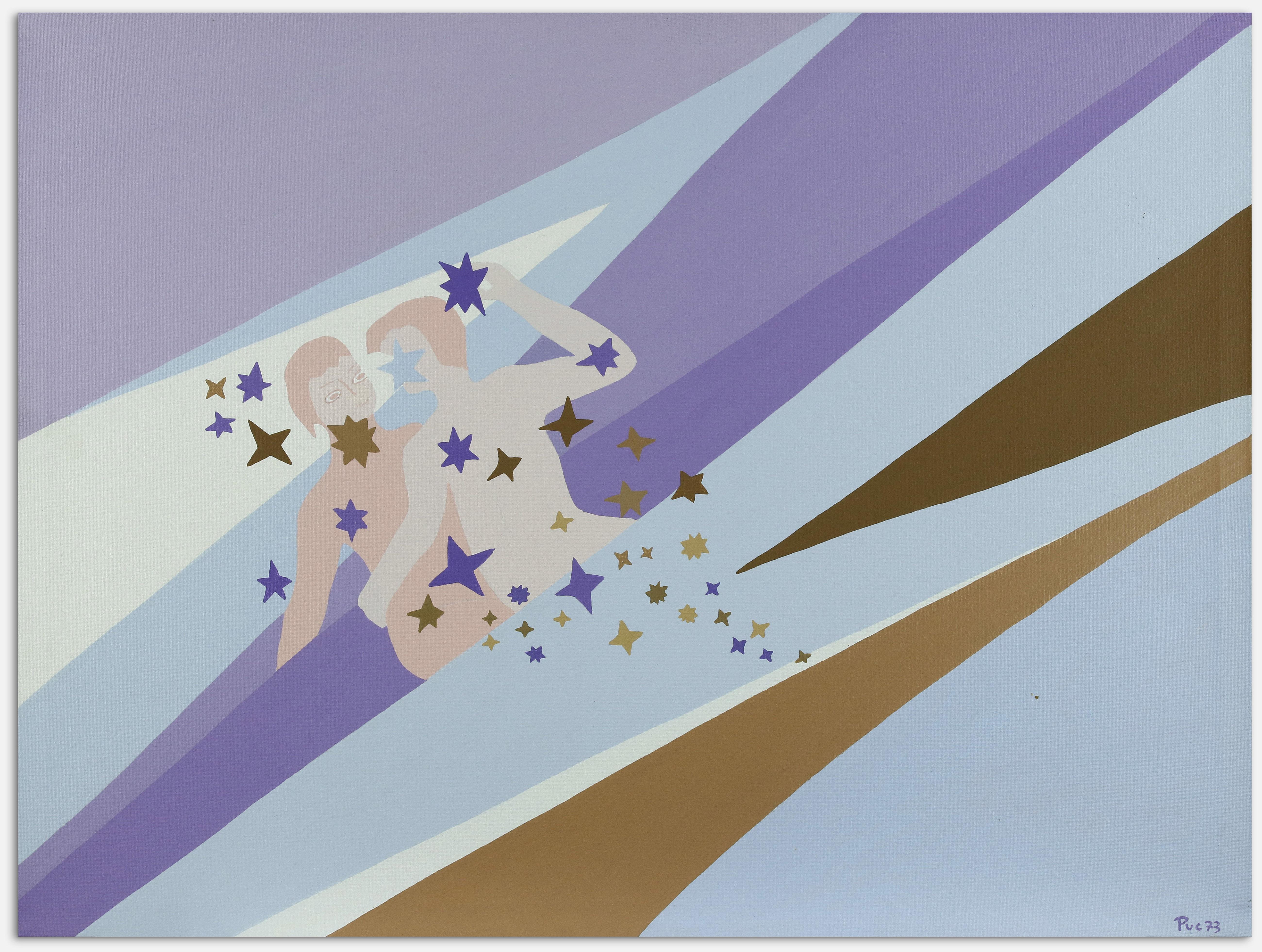 Gemini è un'opera d'arte contemporanea realizzata nel 1973 da Genny Puccini.

Misto acrilico colorato su tela.

Firmato a mano e datato sul margine inferiore e sul retro.