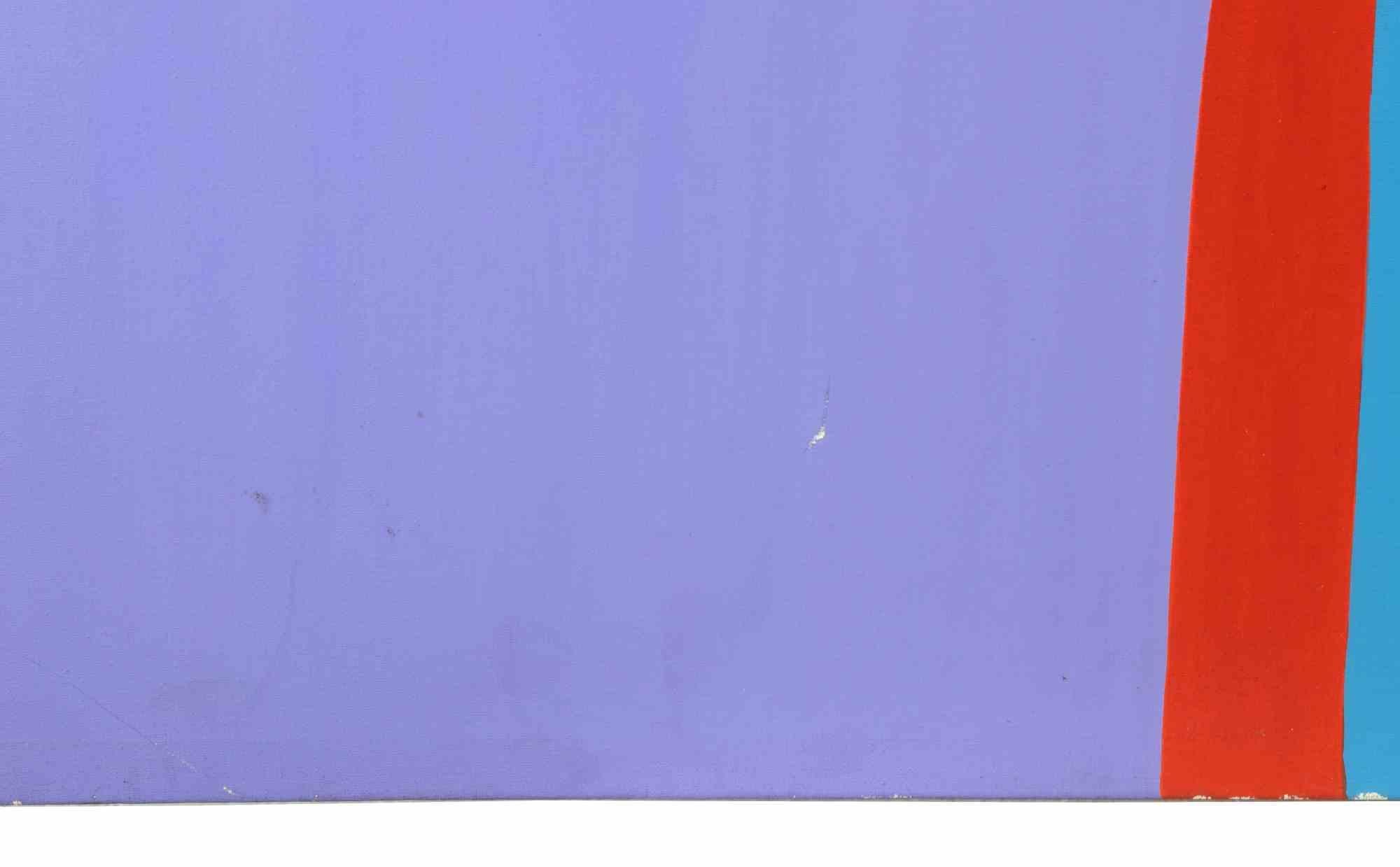 Orange Violet and Blue Surface - Acrylic on Canvas by Genny Puccini - 1975 For Sale 1