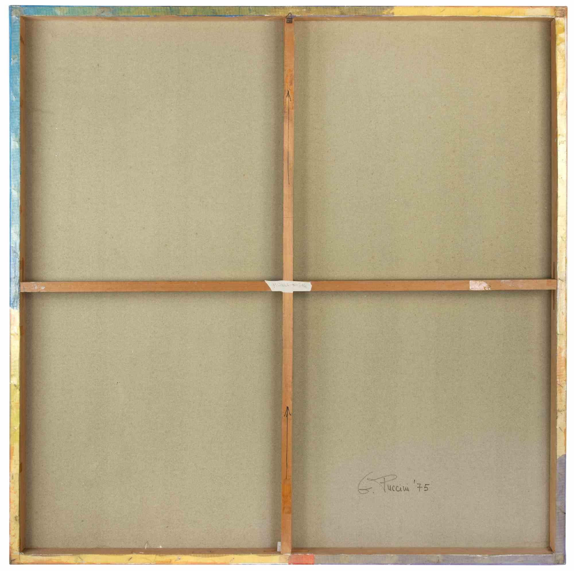 Orange Violett und Blaue Oberfläche – Acryl auf Leinwand von Genny Puccini – 1975 im Angebot 2